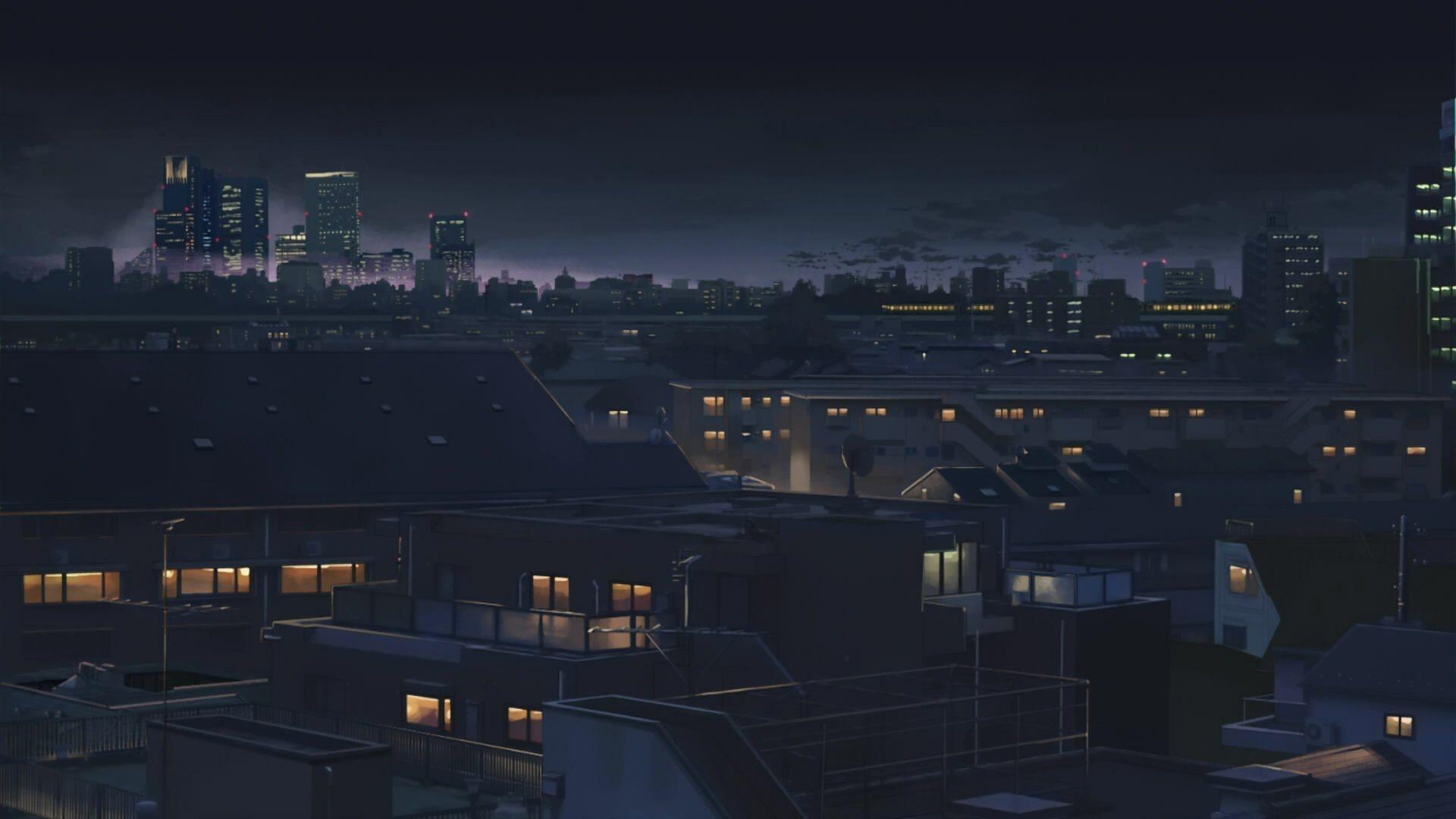 Anime Rooftops Building Night Wallpapers