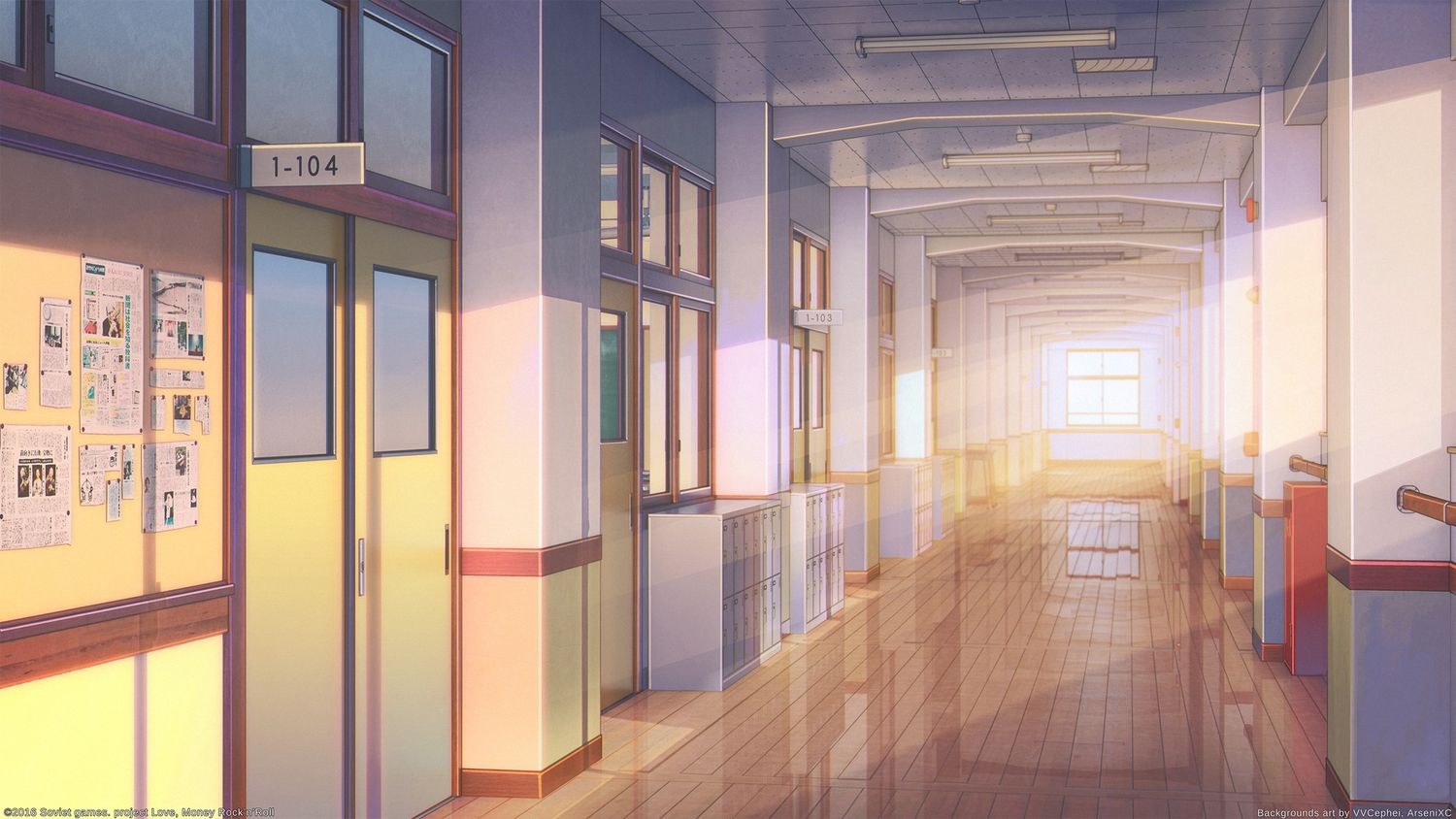 Anime School Hallway Wallpapers