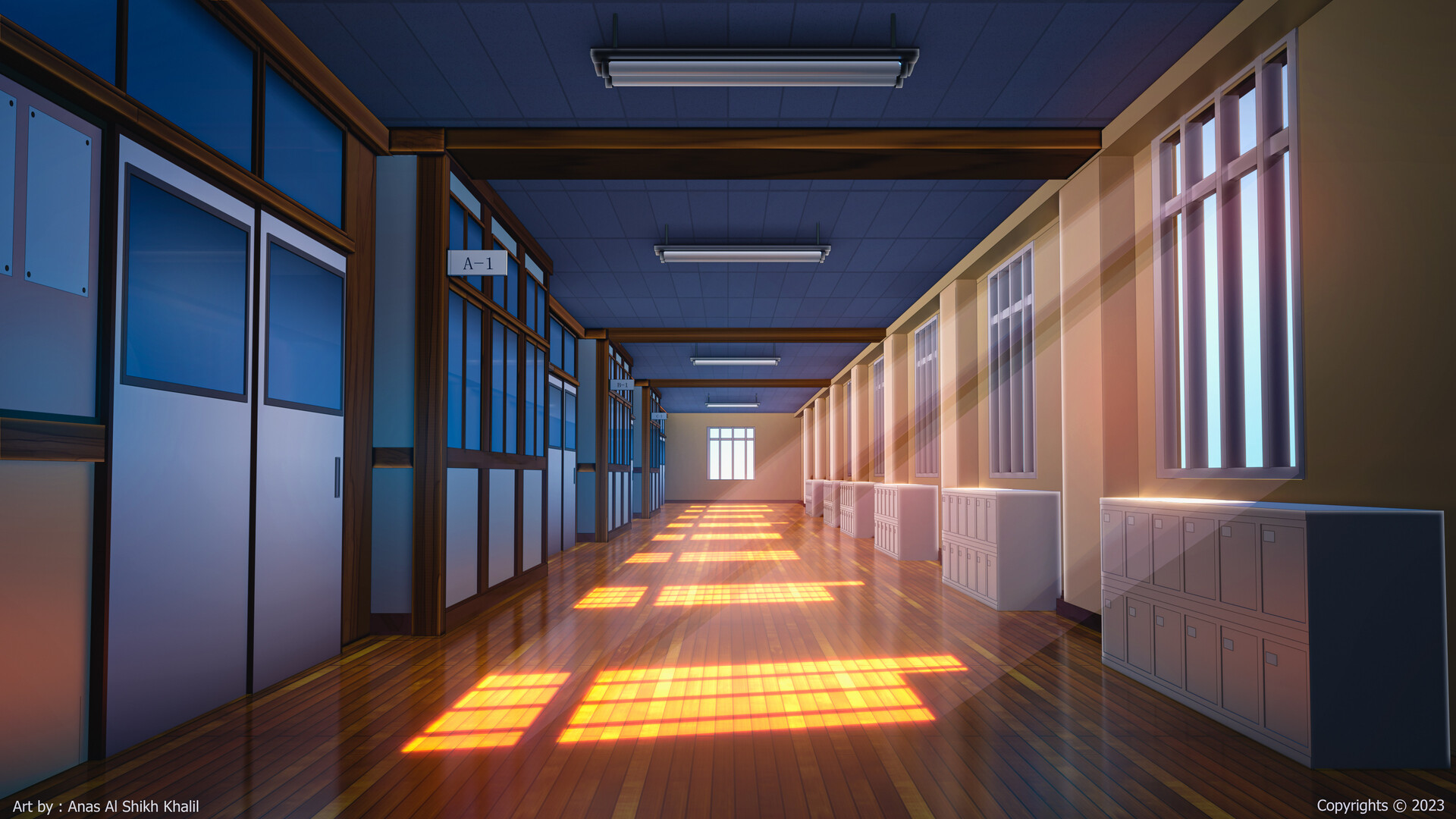 Anime School Hallway Wallpapers