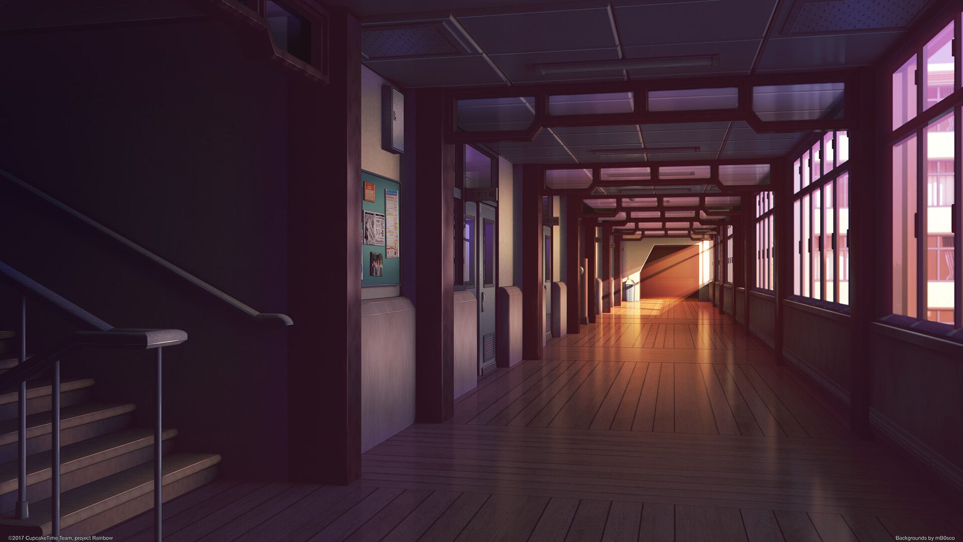 Anime School Hallway Wallpapers