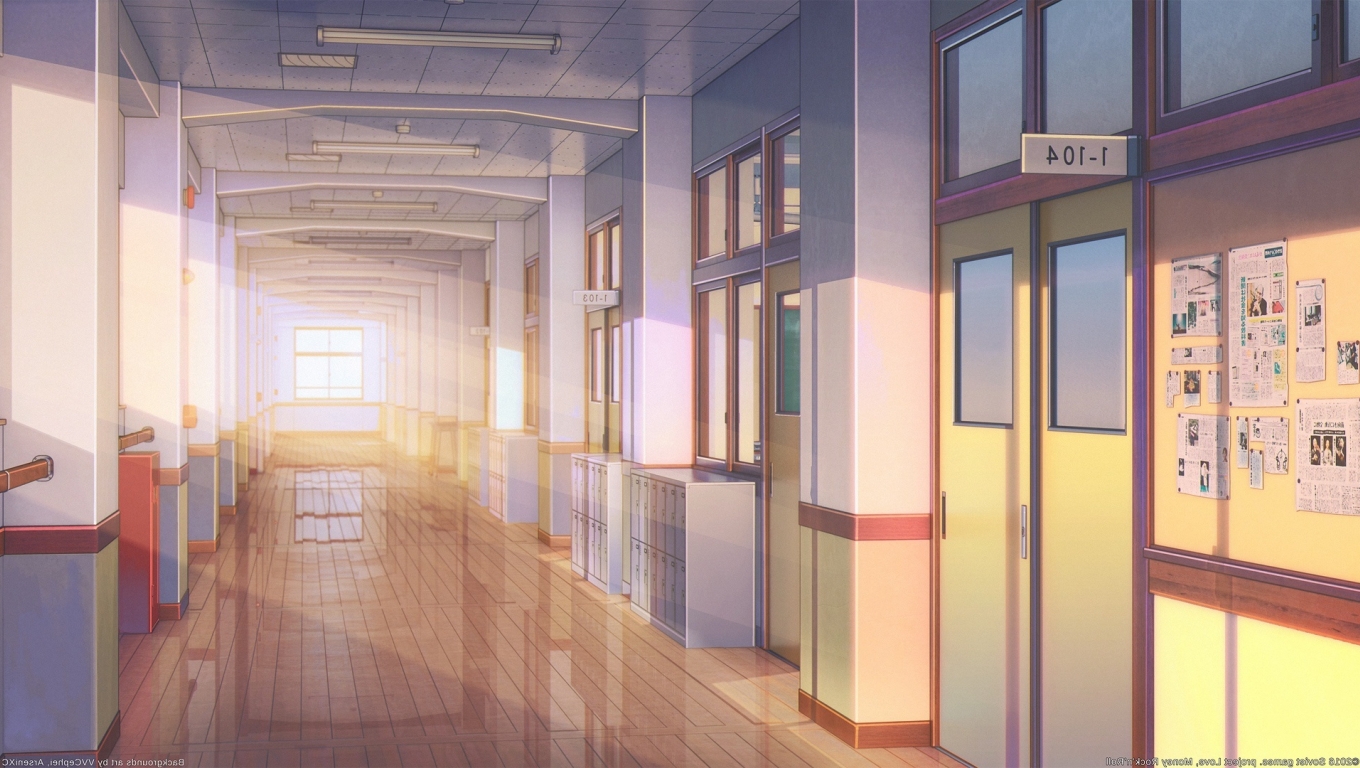 Anime School Hallway Wallpapers