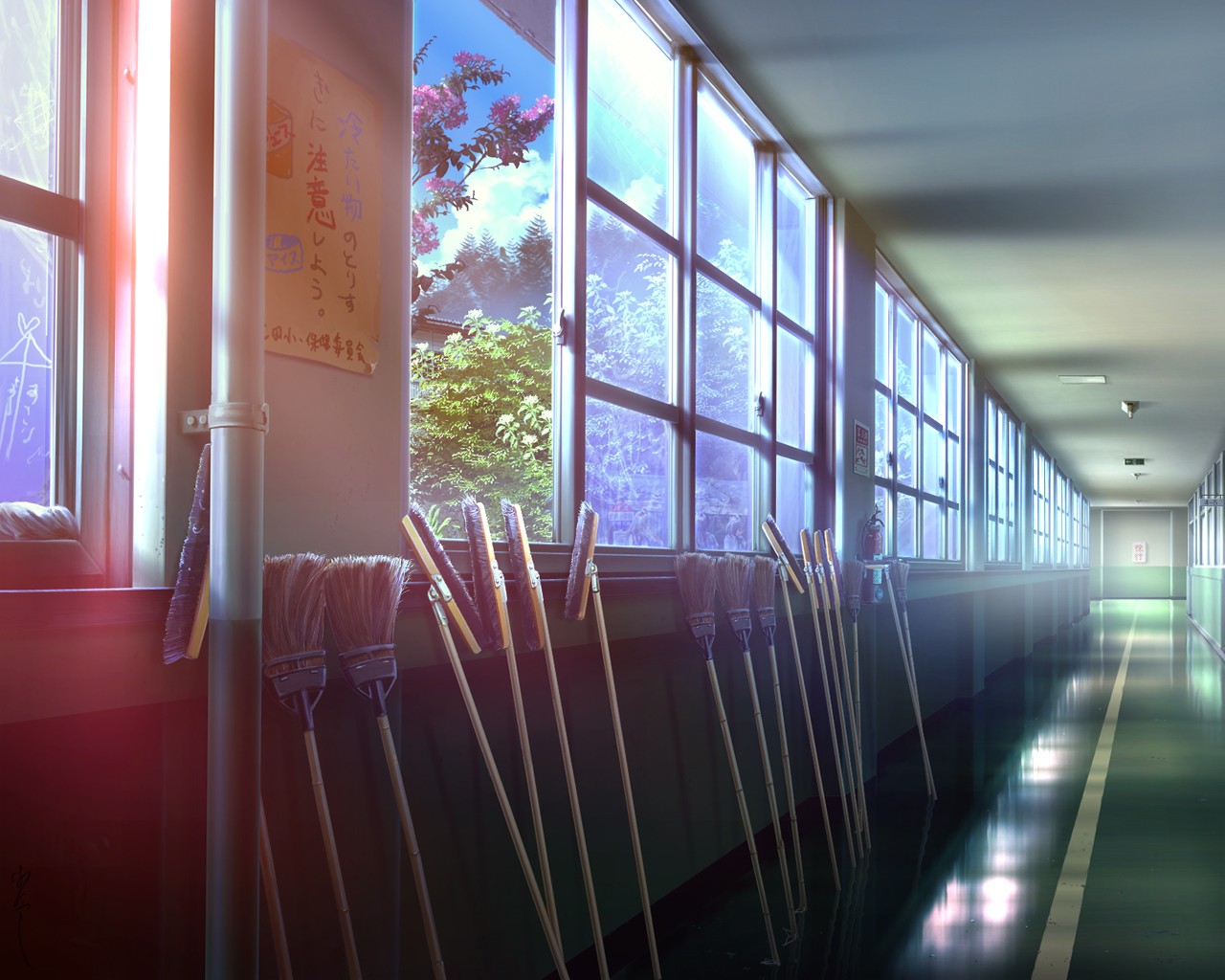 Anime School Hallway Wallpapers