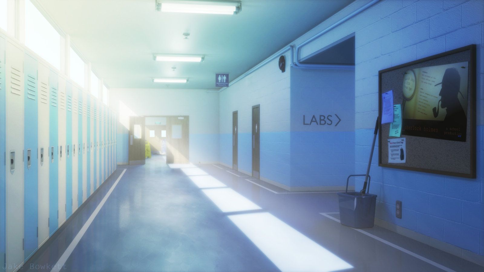 Anime School Hallway Wallpapers