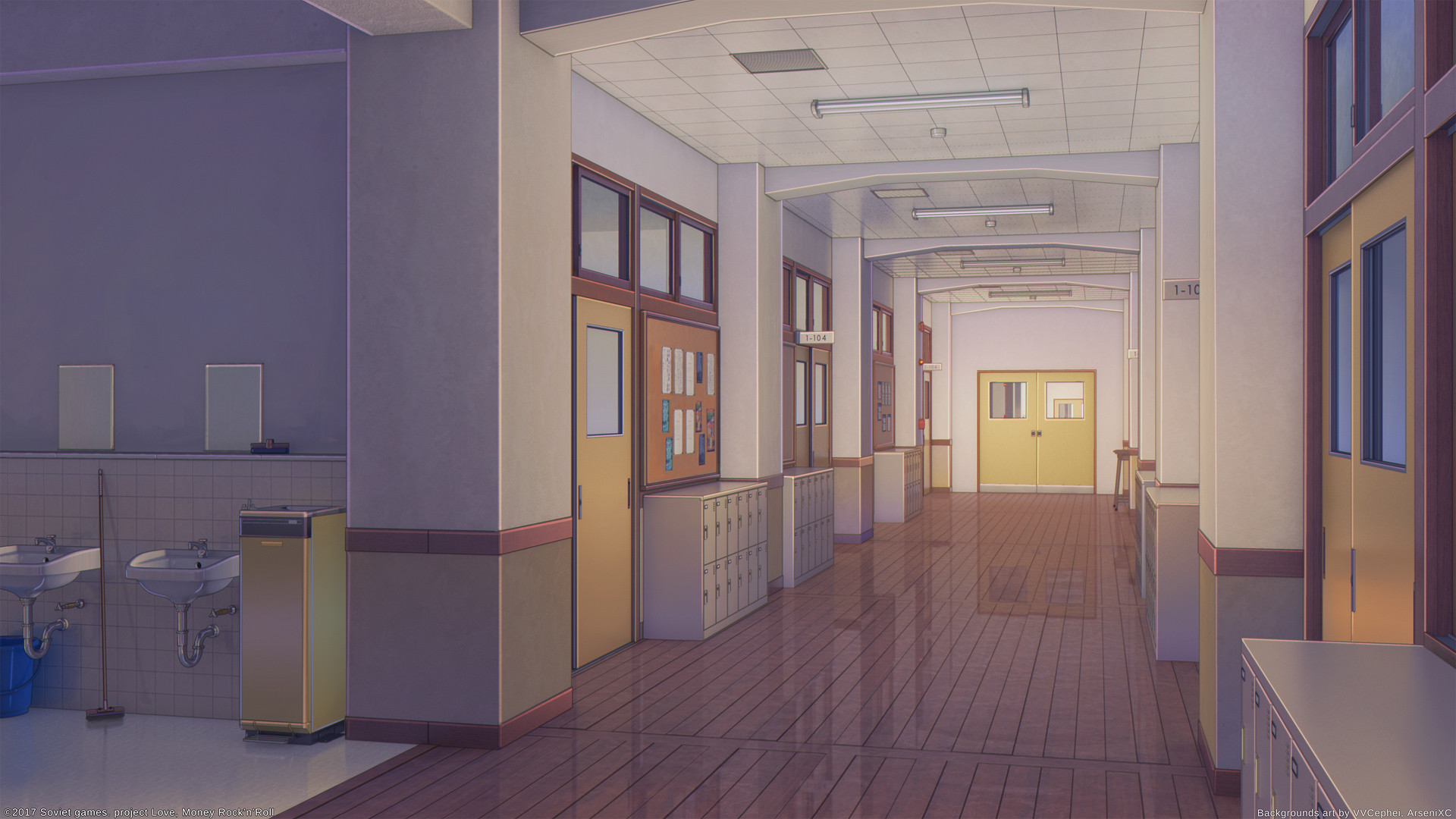 Anime School Hallway Wallpapers