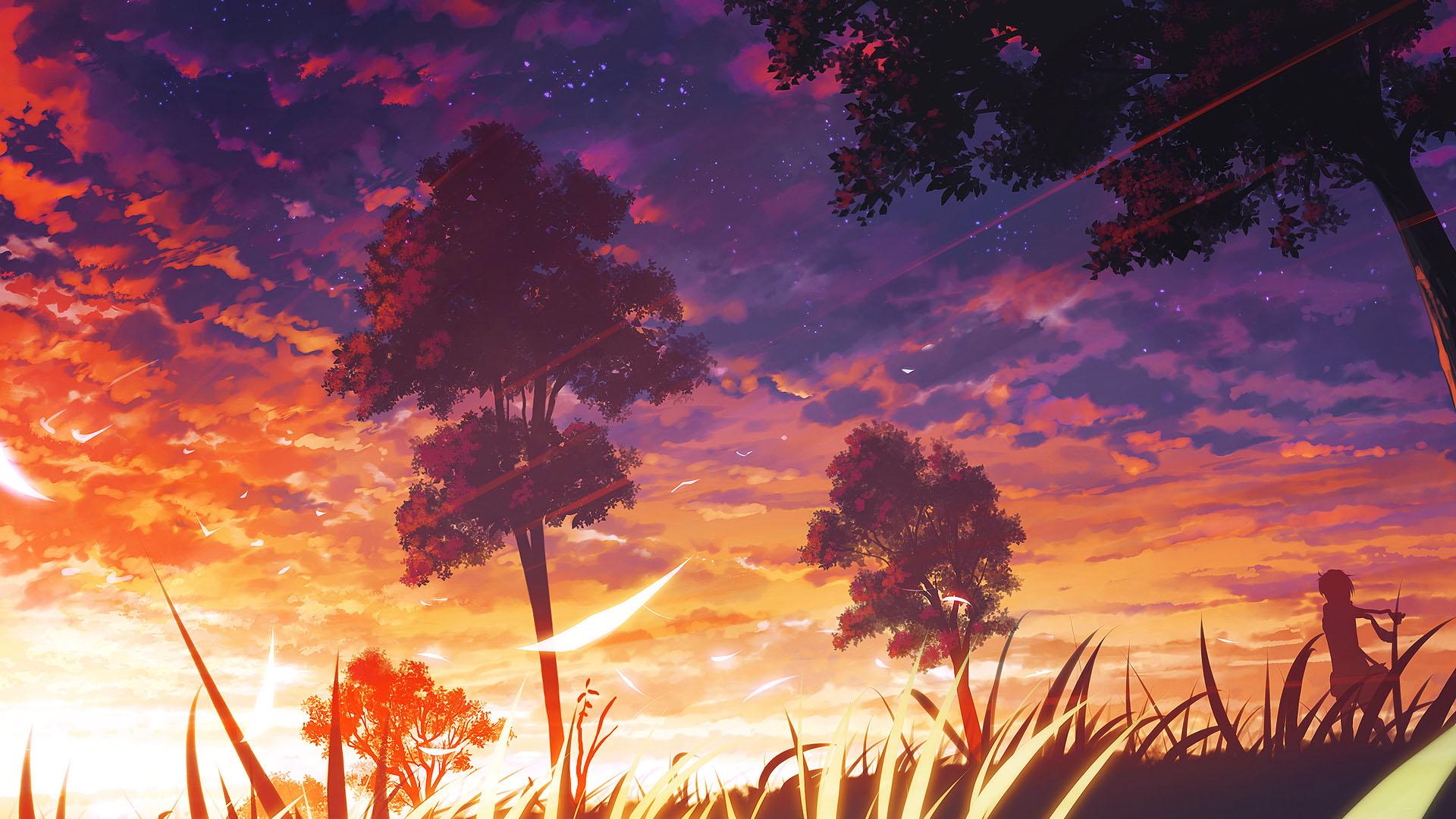 Anime Sunset Original Art Wallpapers