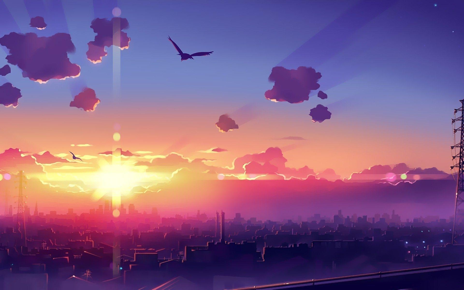 Anime Sunset Original Art Wallpapers