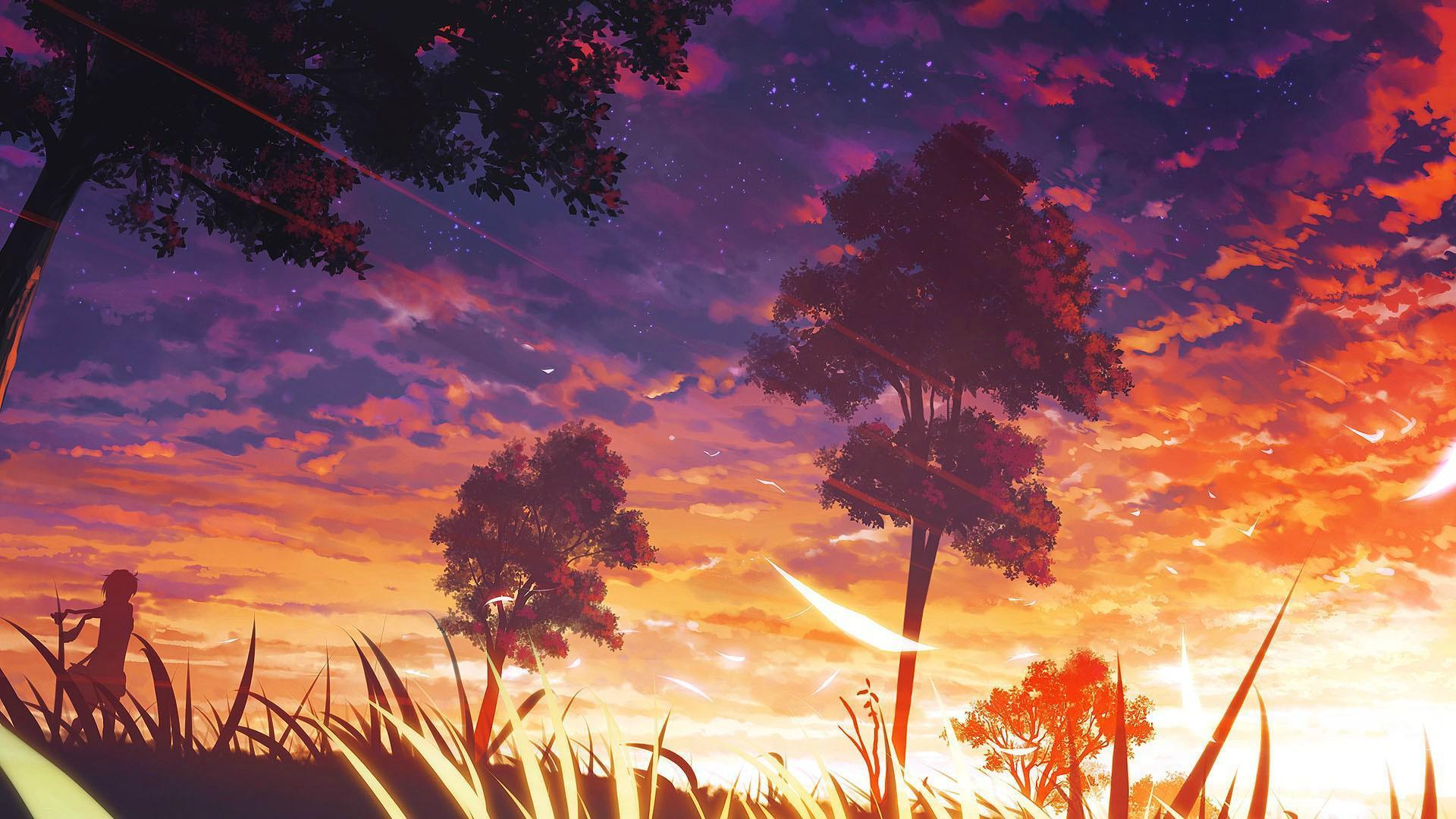 Anime Sunset Original Art Wallpapers