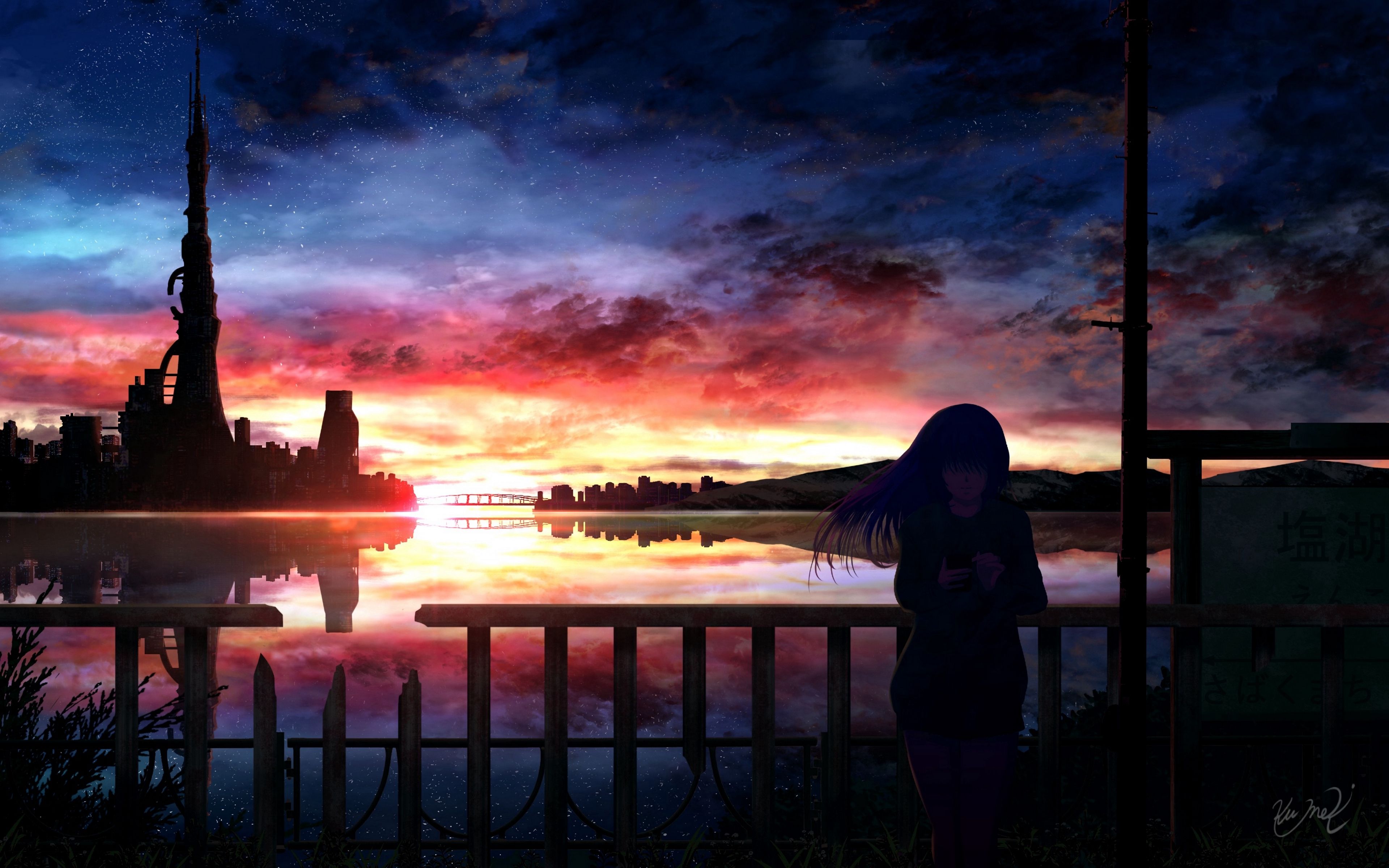 Anime Sunset Original Art Wallpapers