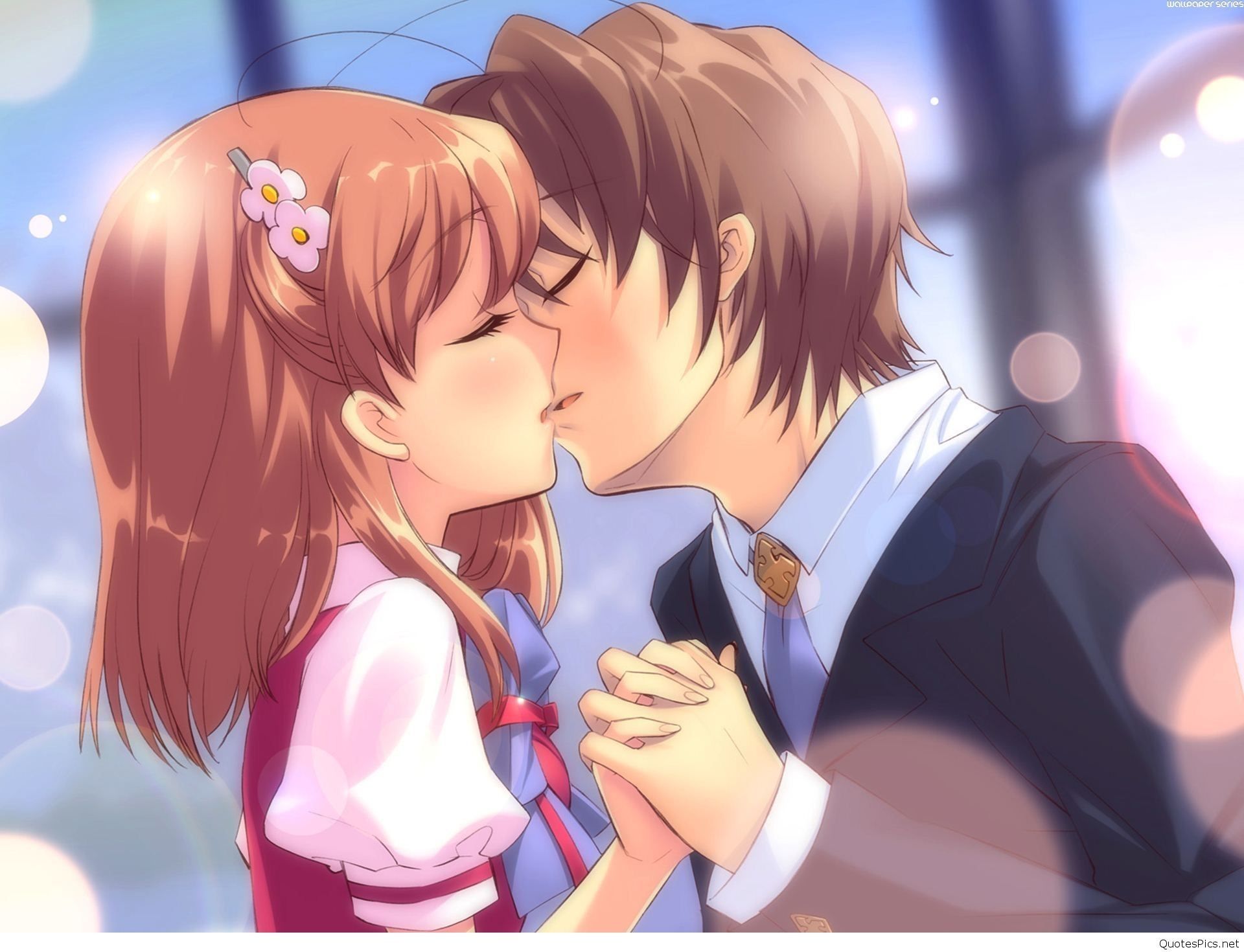 Anime Sweet Kissing Couple Wallpapers