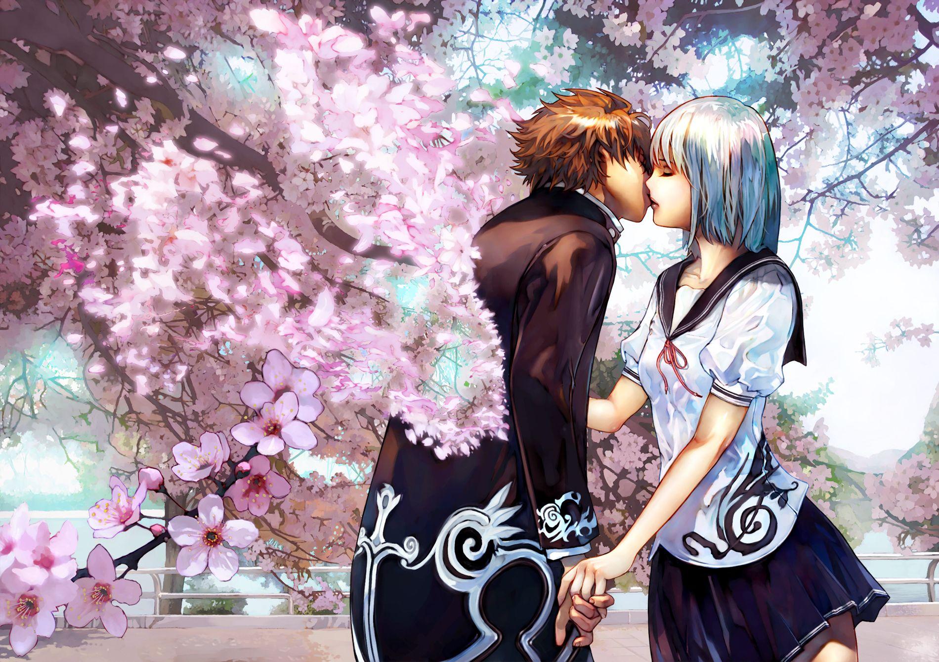 Anime Sweet Kissing Couple Wallpapers