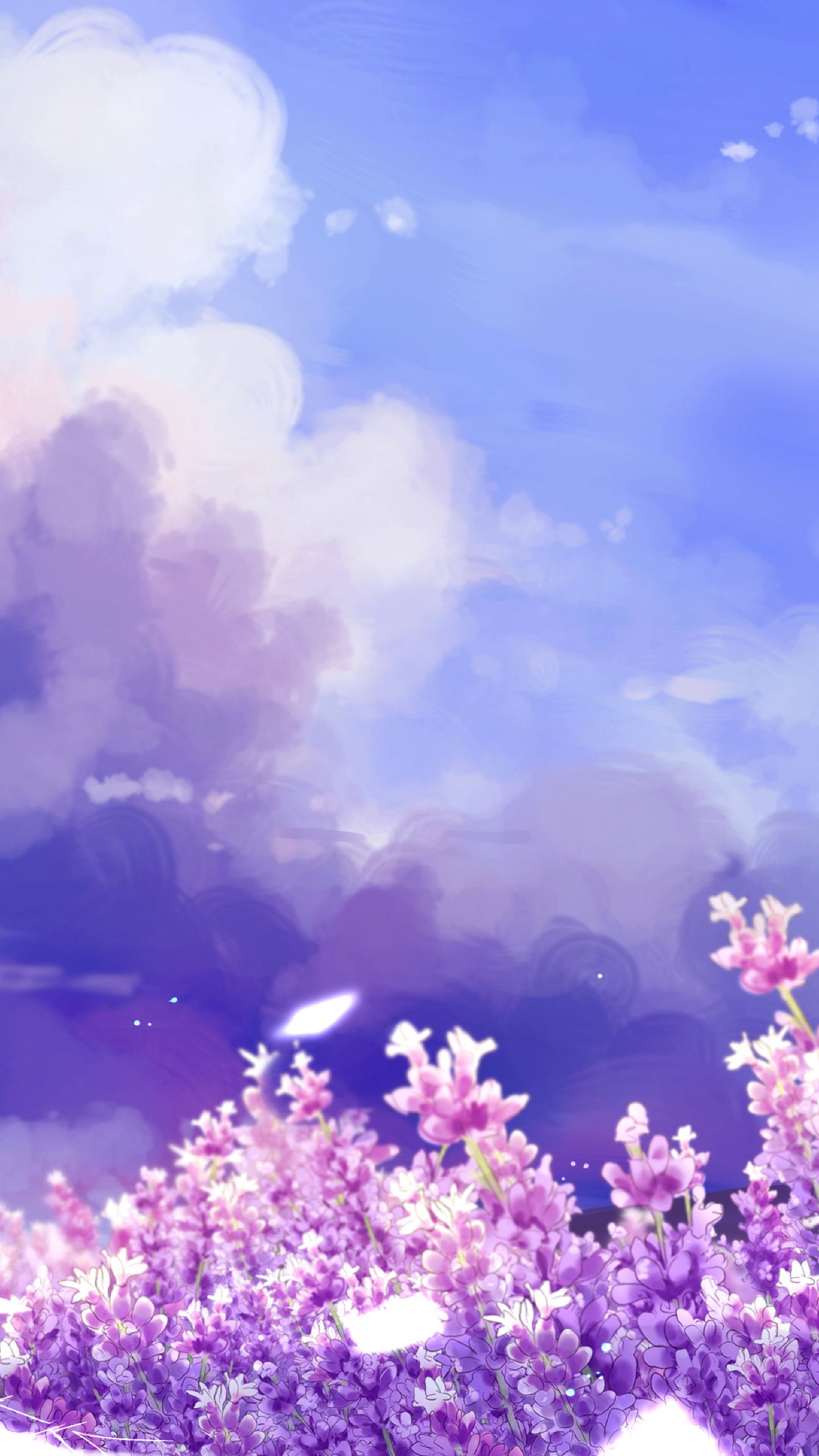 Animeguy Animemanga Clouds Digital Flowers Illustration Lavender Wallpapers