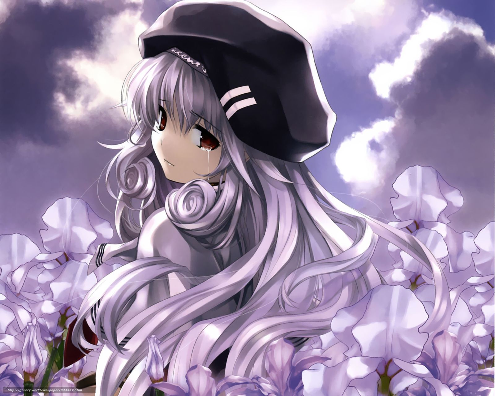 Animeguy Animemanga Clouds Digital Flowers Illustration Lavender Wallpapers