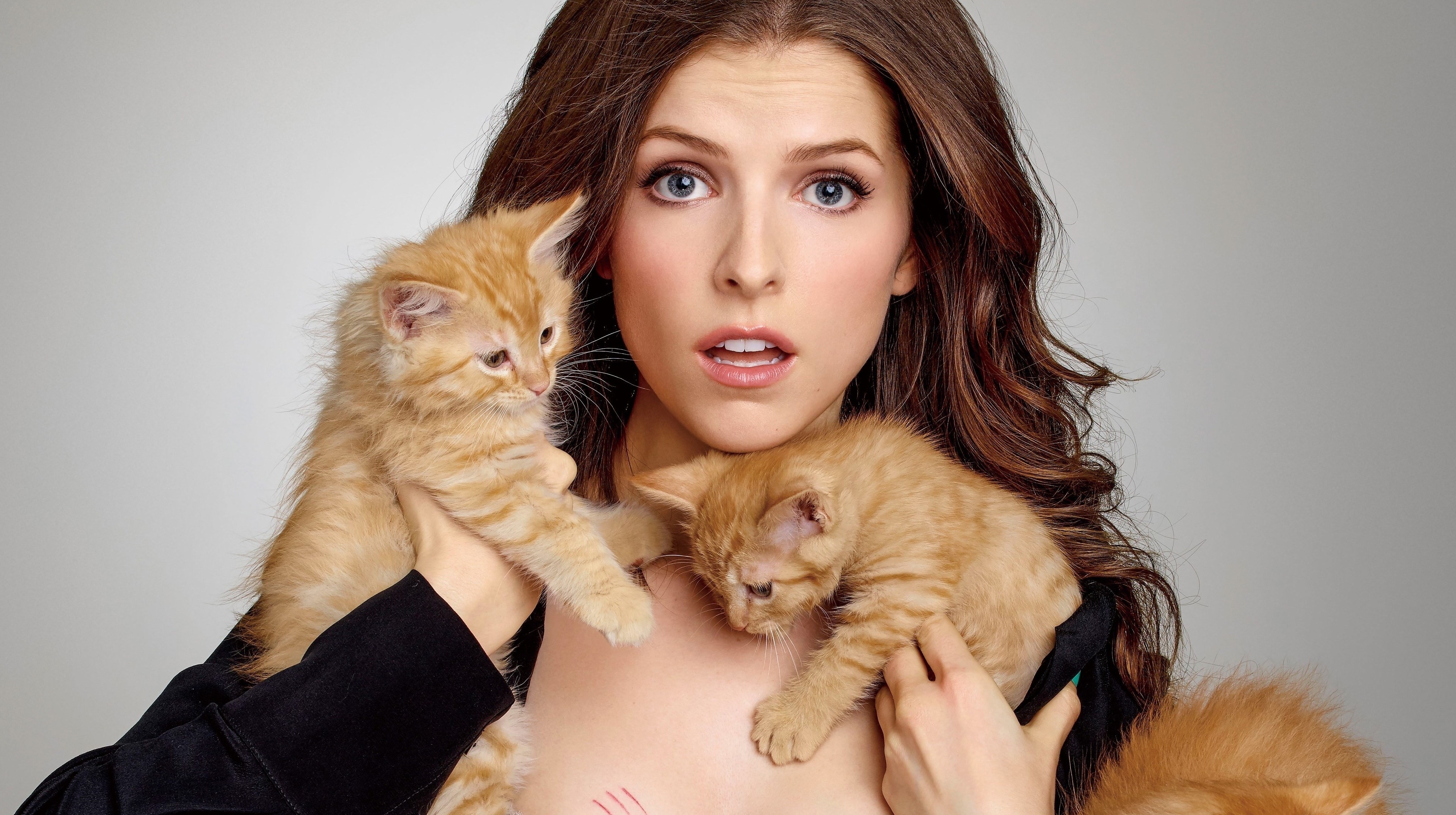 Anna Kendrick Playing With Cat Wallpapers