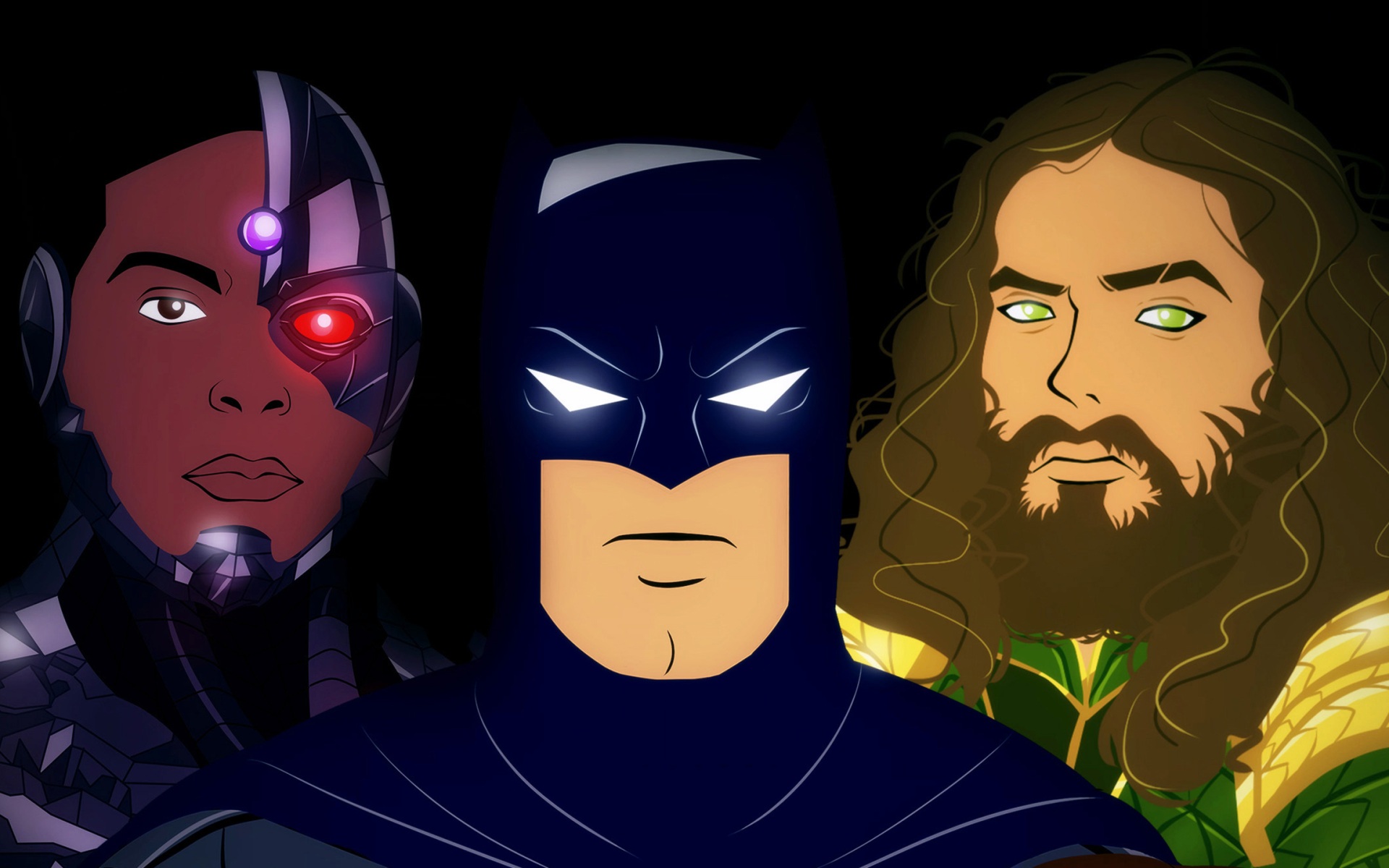 Aquaman, Batman, Cyborg And Wonder Woment Art Wallpapers