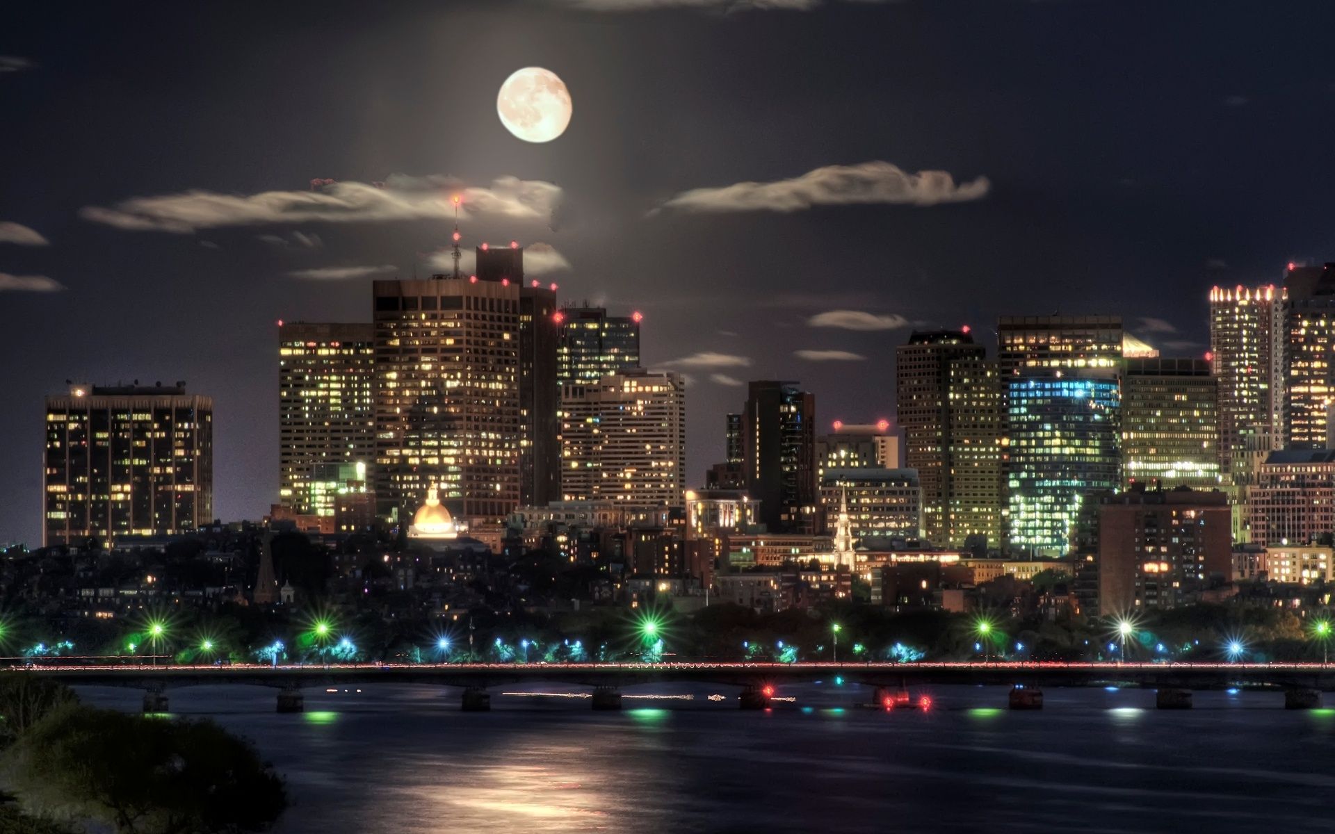 Artistic City In Moon Night Wallpapers