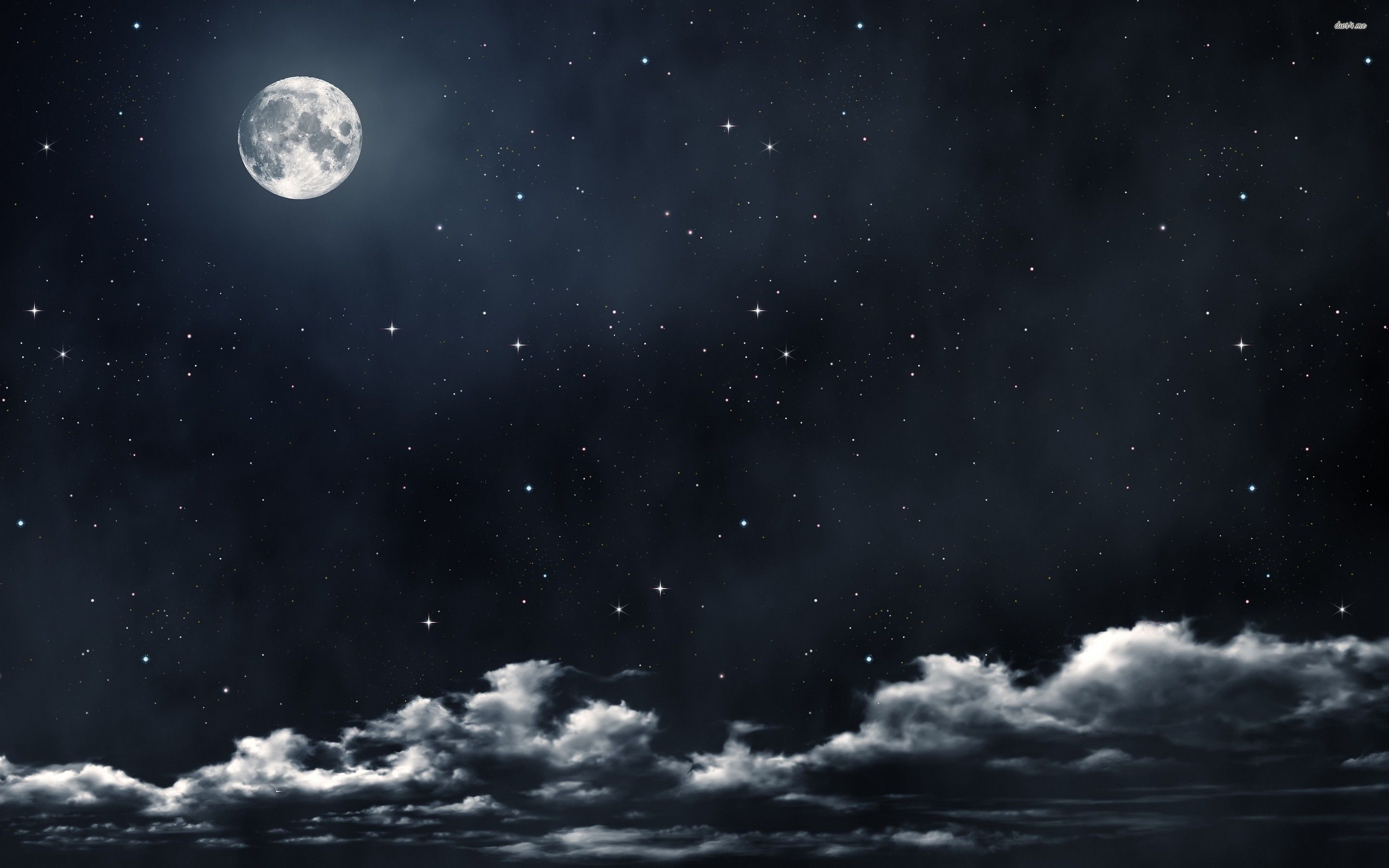 Artistic Full Moon In Starry Night Sky Wallpapers