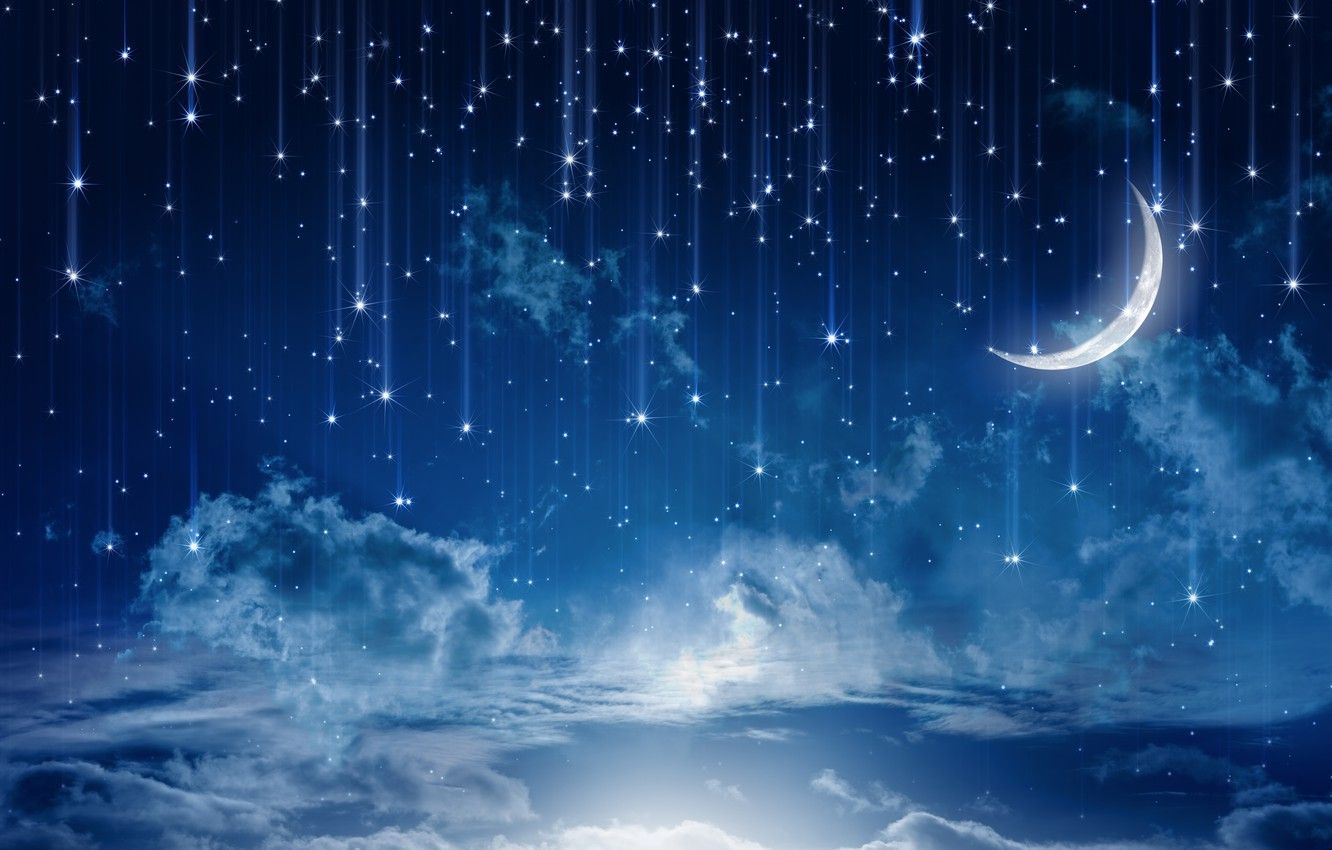 Artistic Full Moon In Starry Night Sky Wallpapers