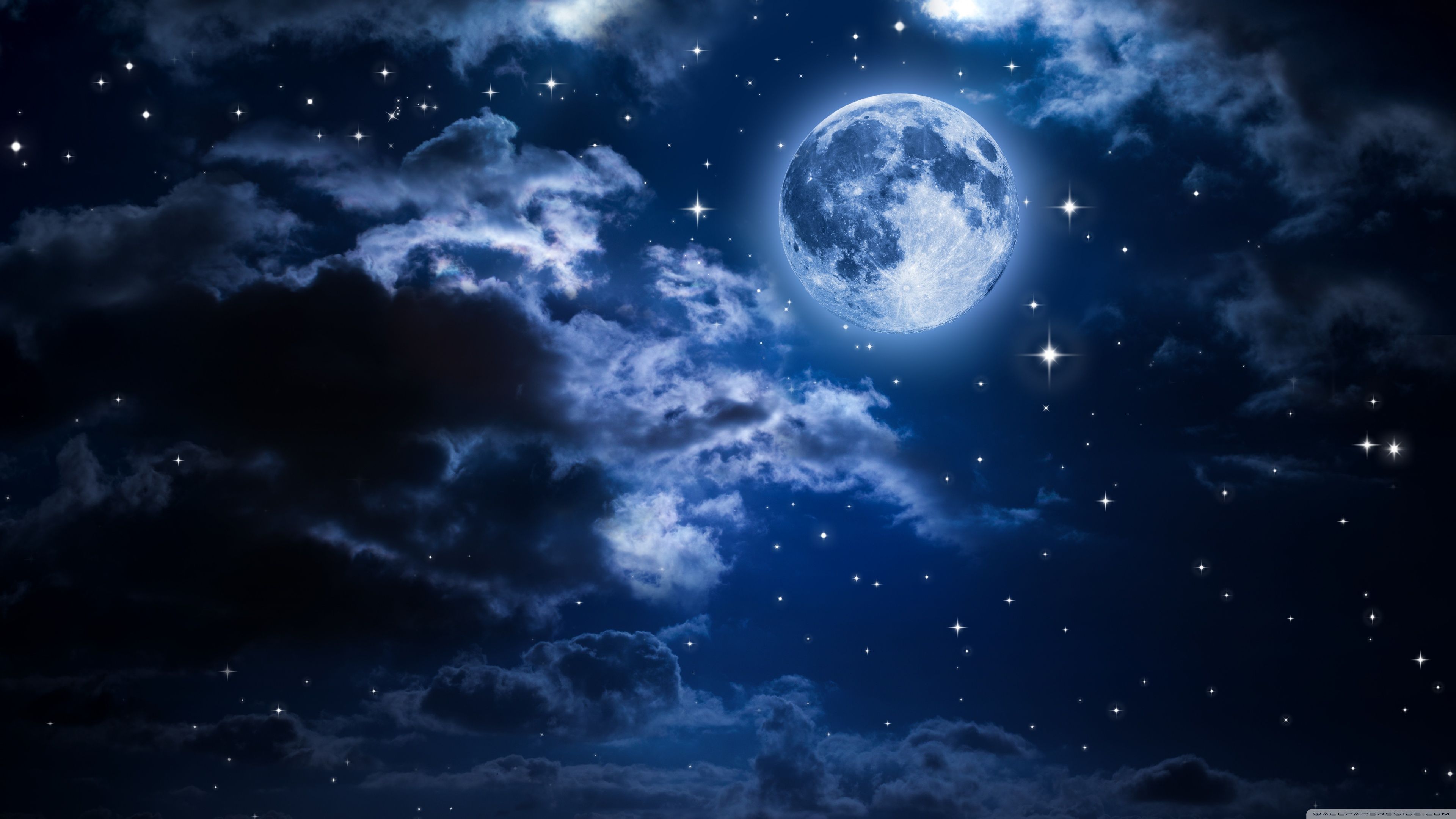 Artistic Full Moon In Starry Night Sky Wallpapers