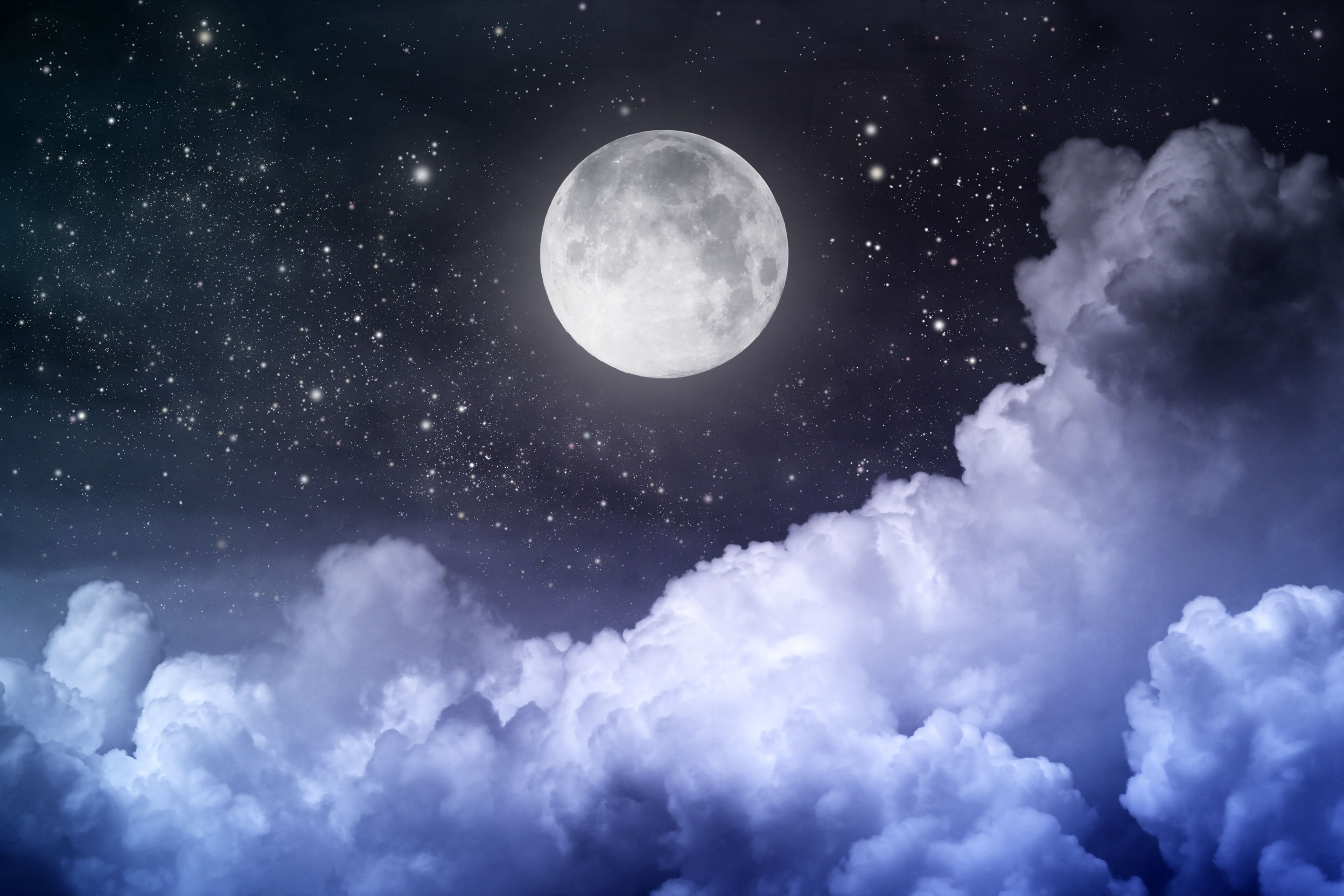 Artistic Full Moon In Starry Night Sky Wallpapers