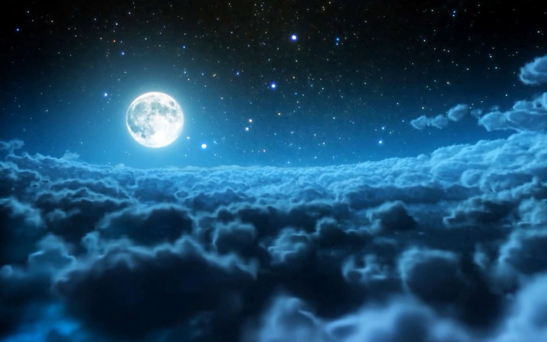 Artistic Full Moon In Starry Night Sky Wallpapers