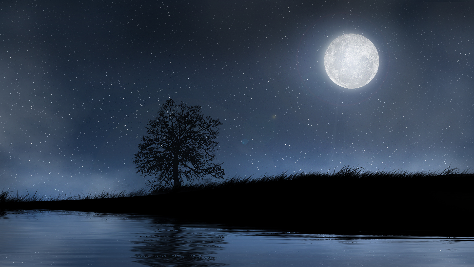 Artistic Full Moon In Starry Night Sky Wallpapers