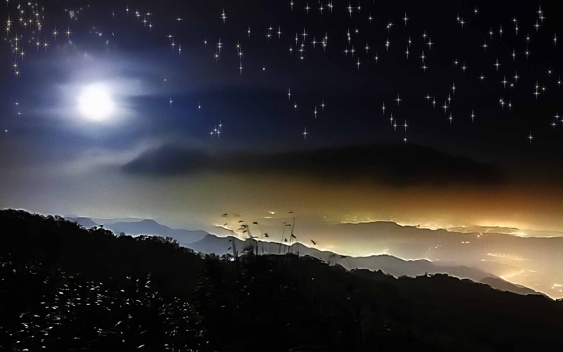 Artistic Full Moon In Starry Night Sky Wallpapers