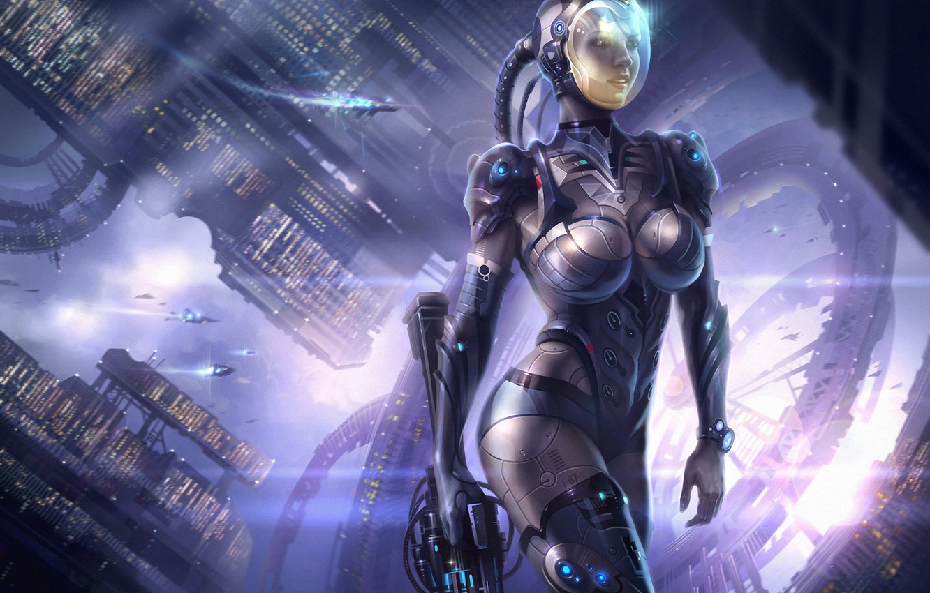 Artistic Girl Purple Space Space Suit Wallpapers