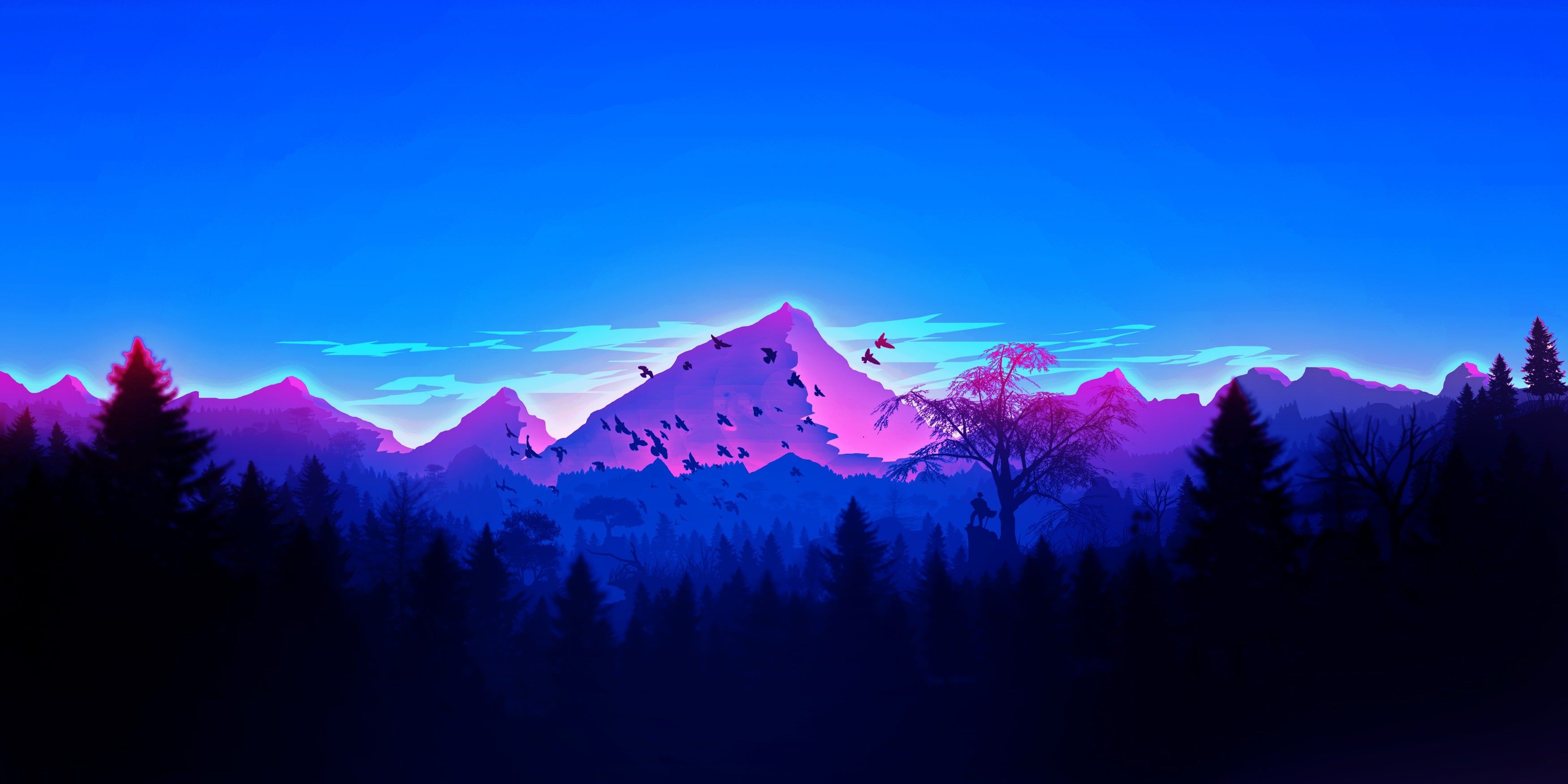 Artistic Mountain 4K Blue Wallpapers