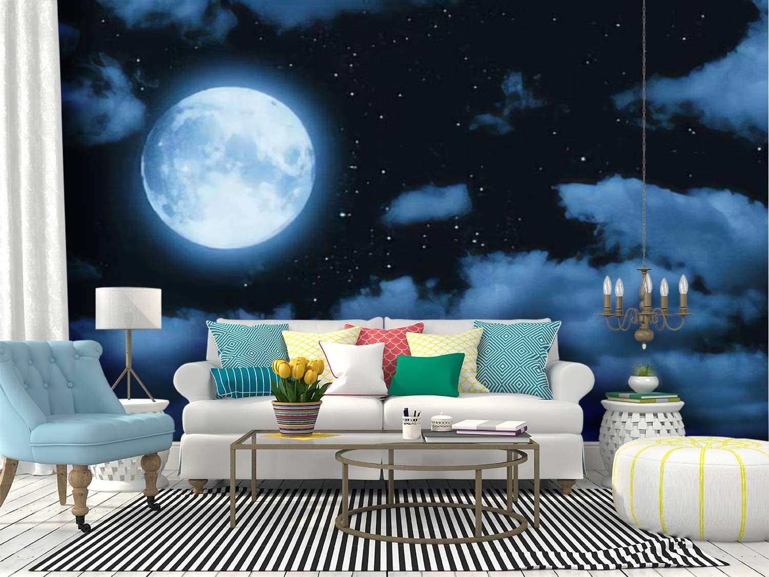 Artistic Night Sky And Moon Through Window Wallpapers