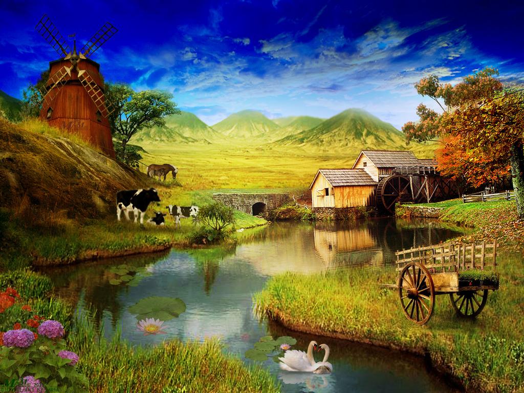 Artistic Rural City Wallpapers