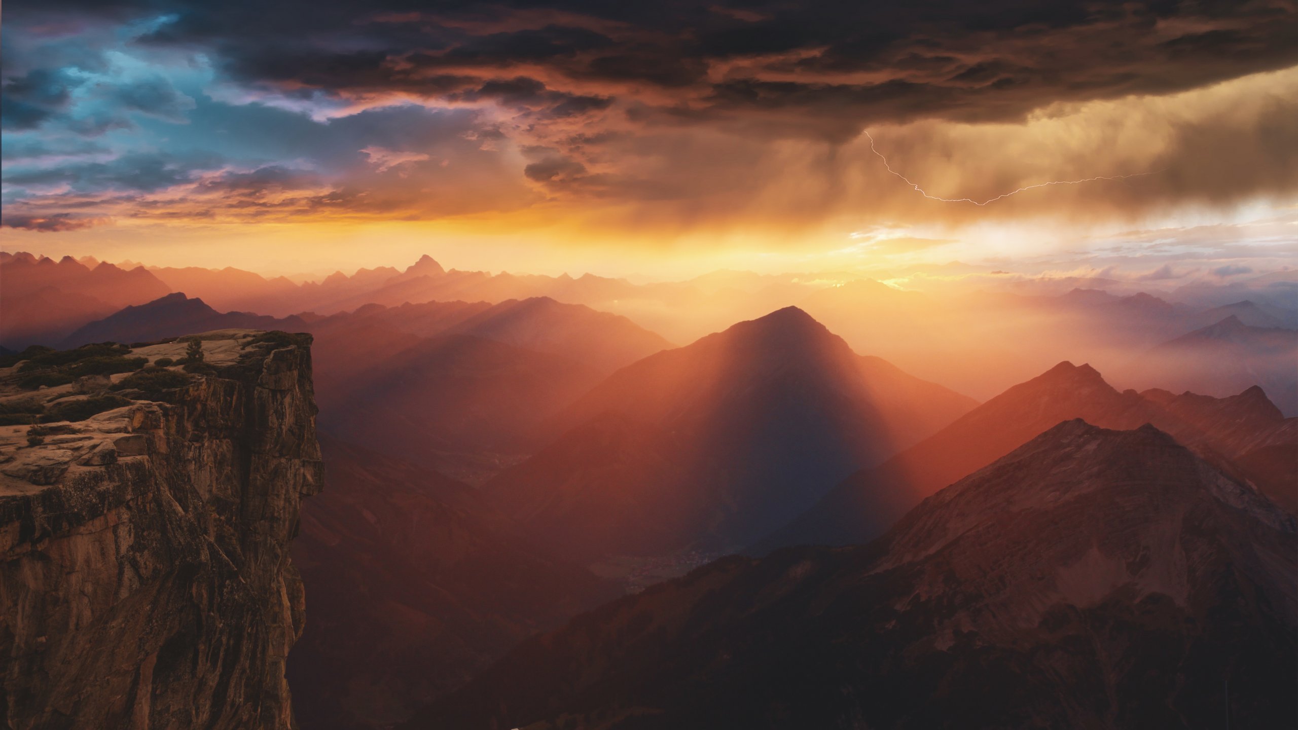 Artistic Sunset And Mountain Top Wallpapers