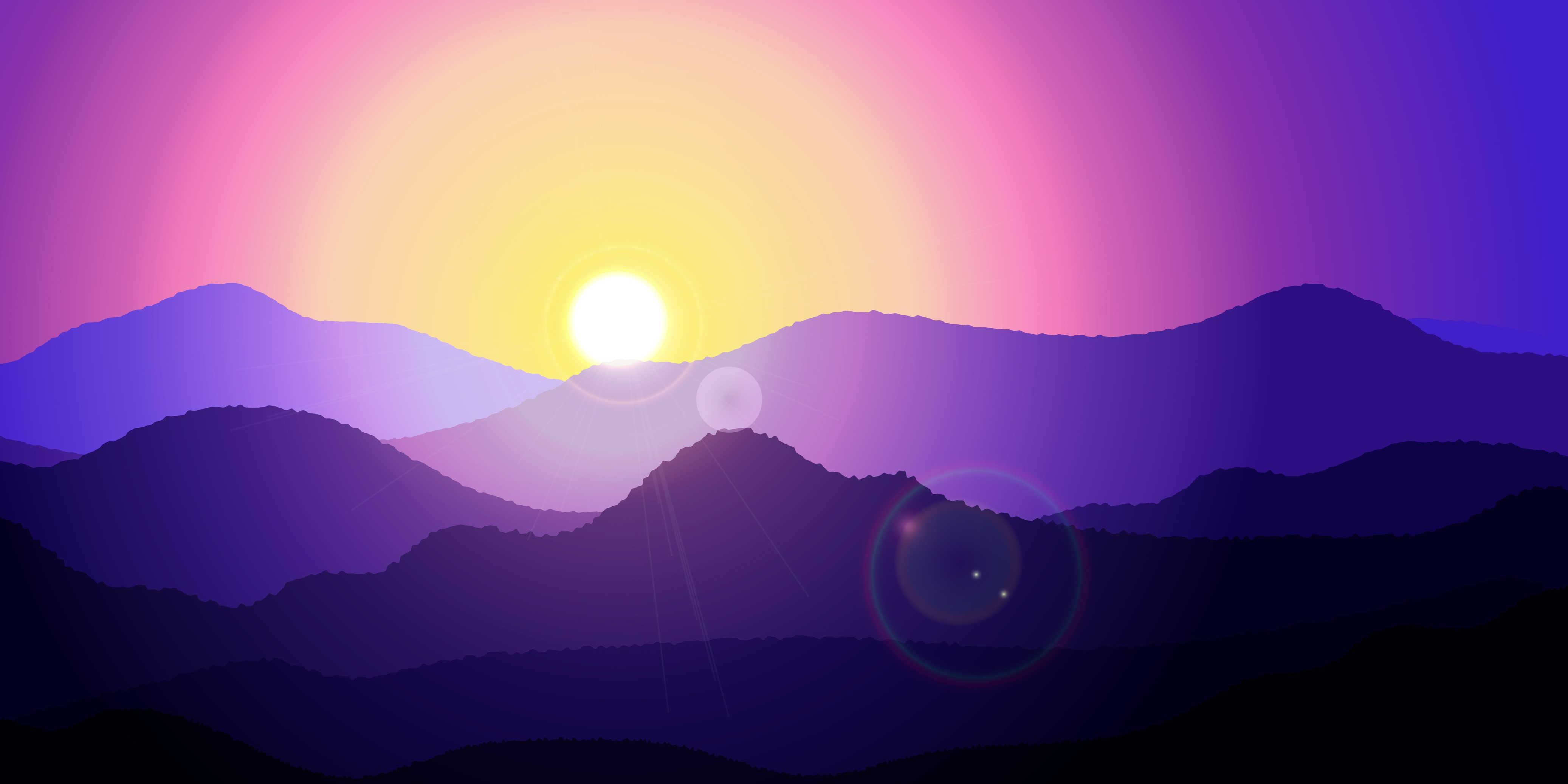 Artistic Sunset And Mountain Top Wallpapers