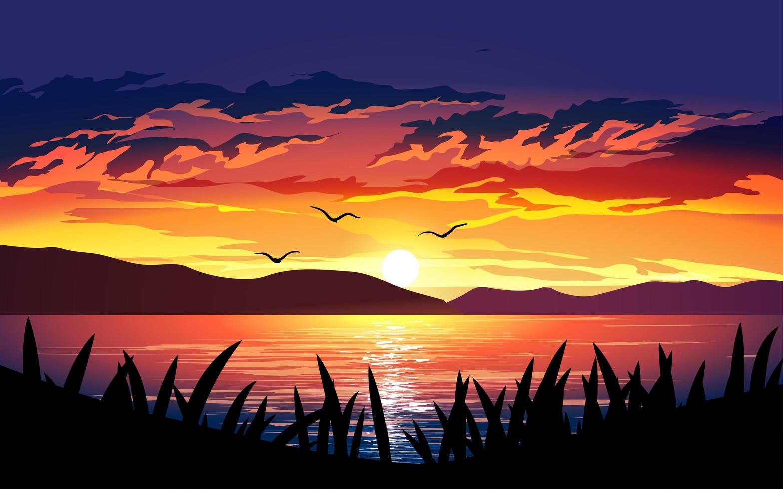 Artistic Sunset At Lake Wallpapers