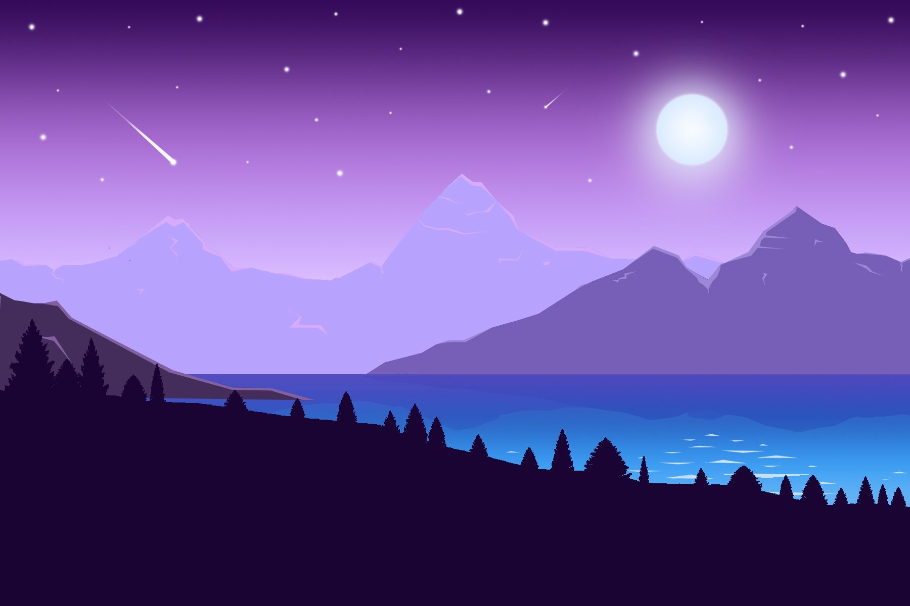 Artwork Minimal Mountains At Night Wallpapers