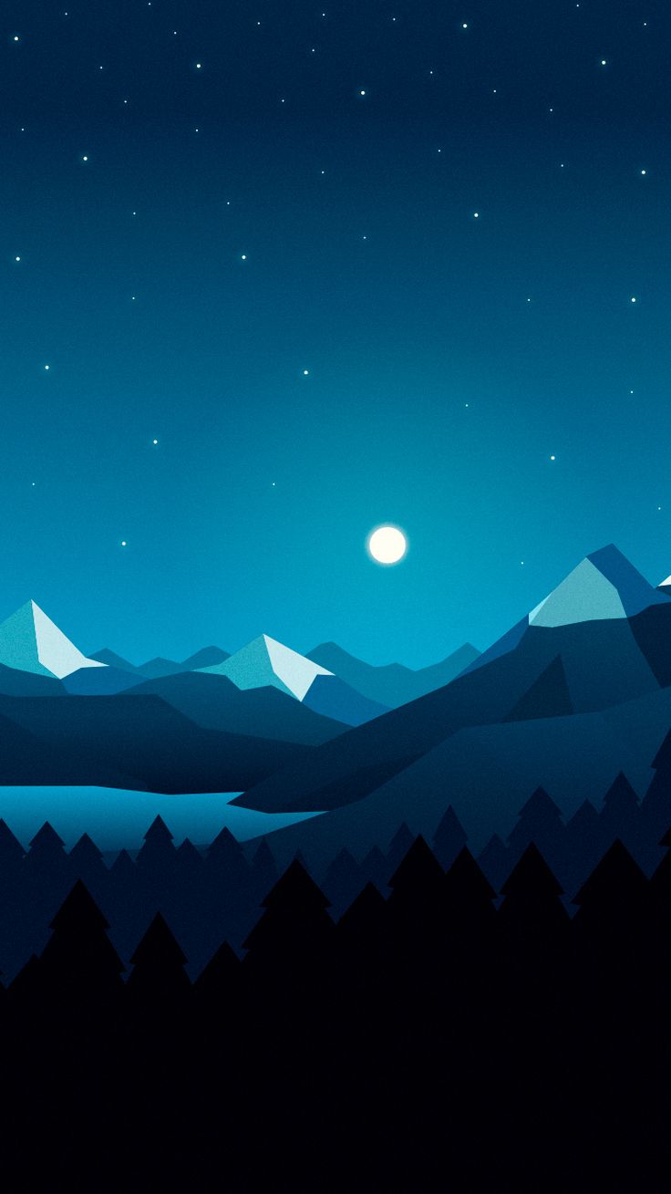 Artwork Minimal Mountains At Night Wallpapers