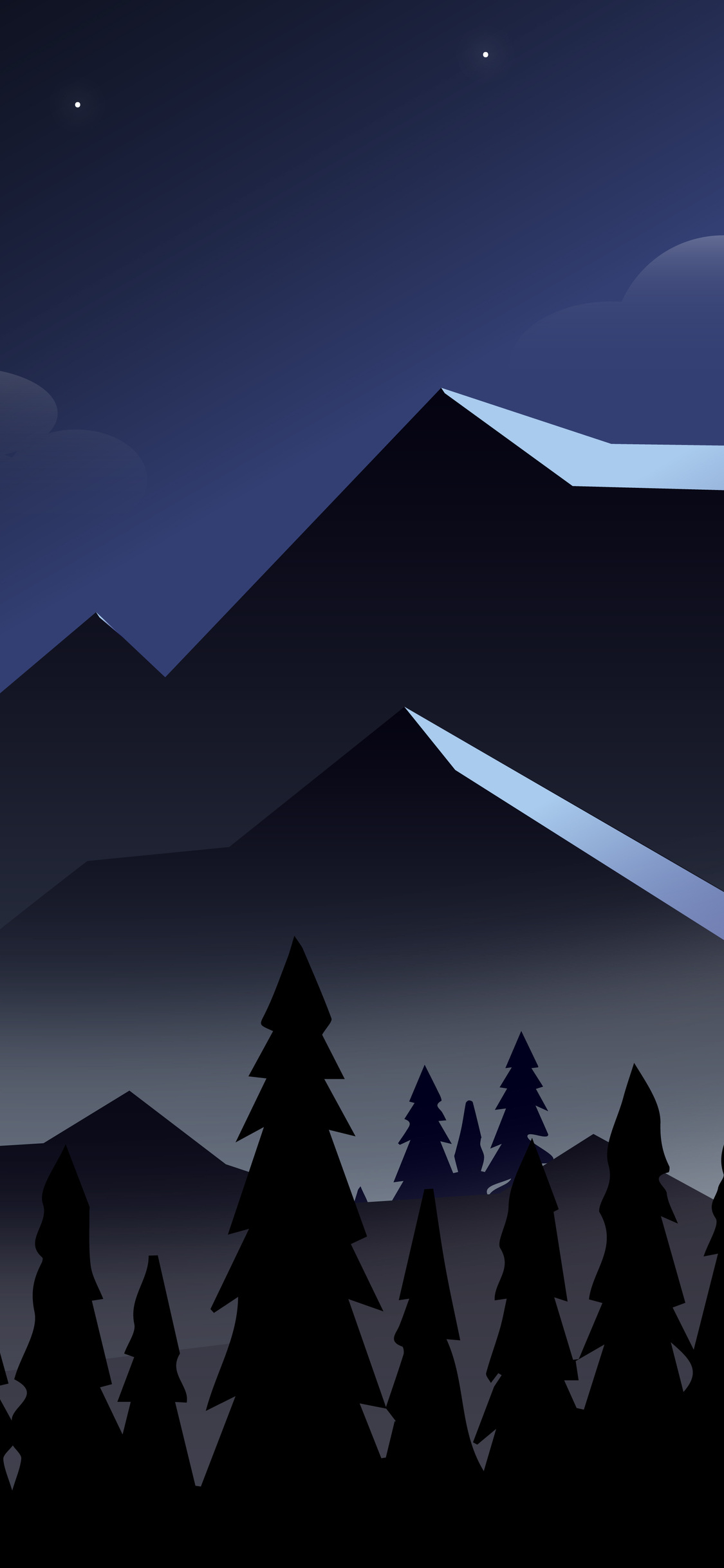 Artwork Minimal Mountains At Night Wallpapers