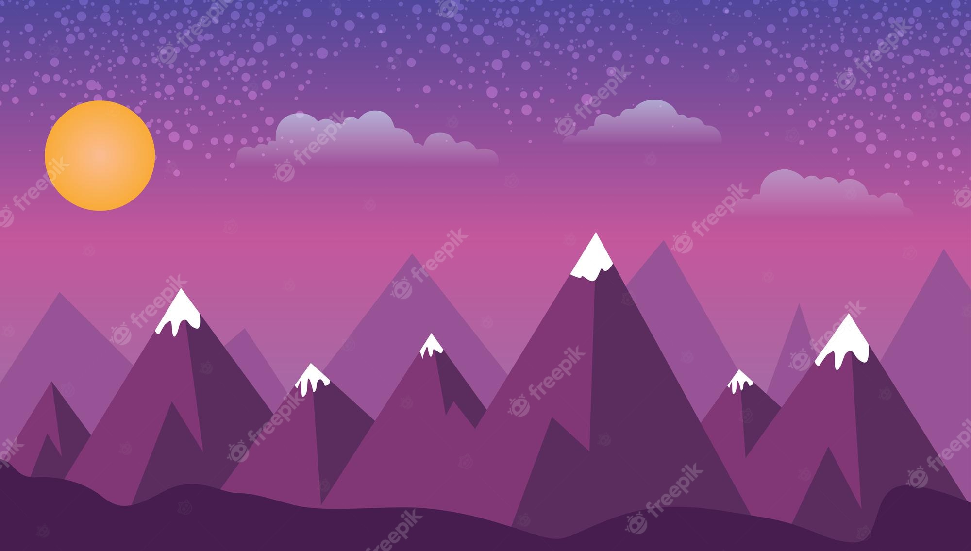 Artwork Minimal Mountains At Night Wallpapers