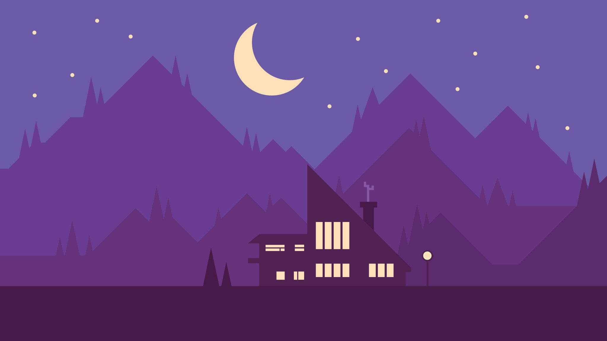 Artwork Minimal Mountains At Night Wallpapers