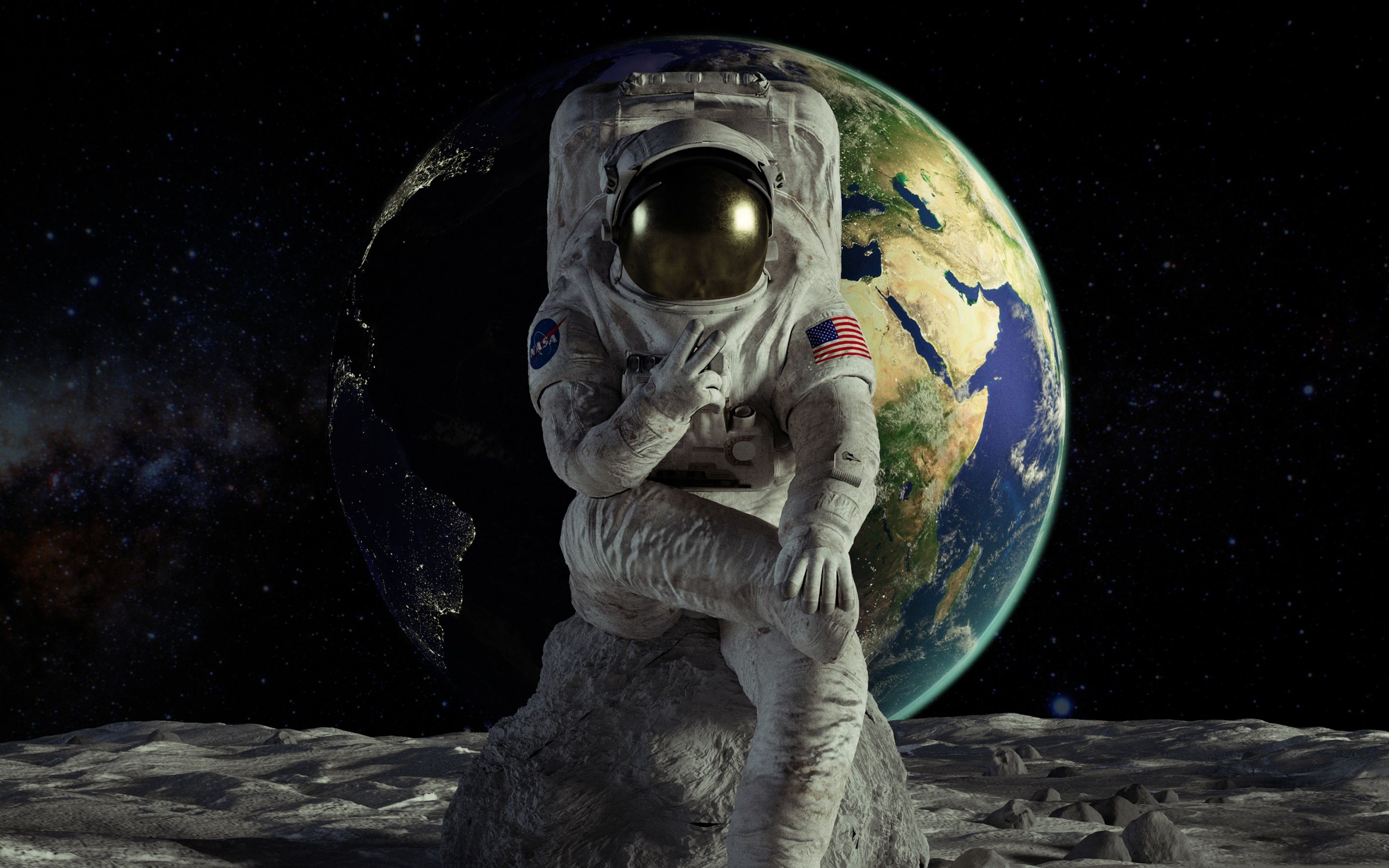 Astronaut Drinking Beer On Moon Wallpapers