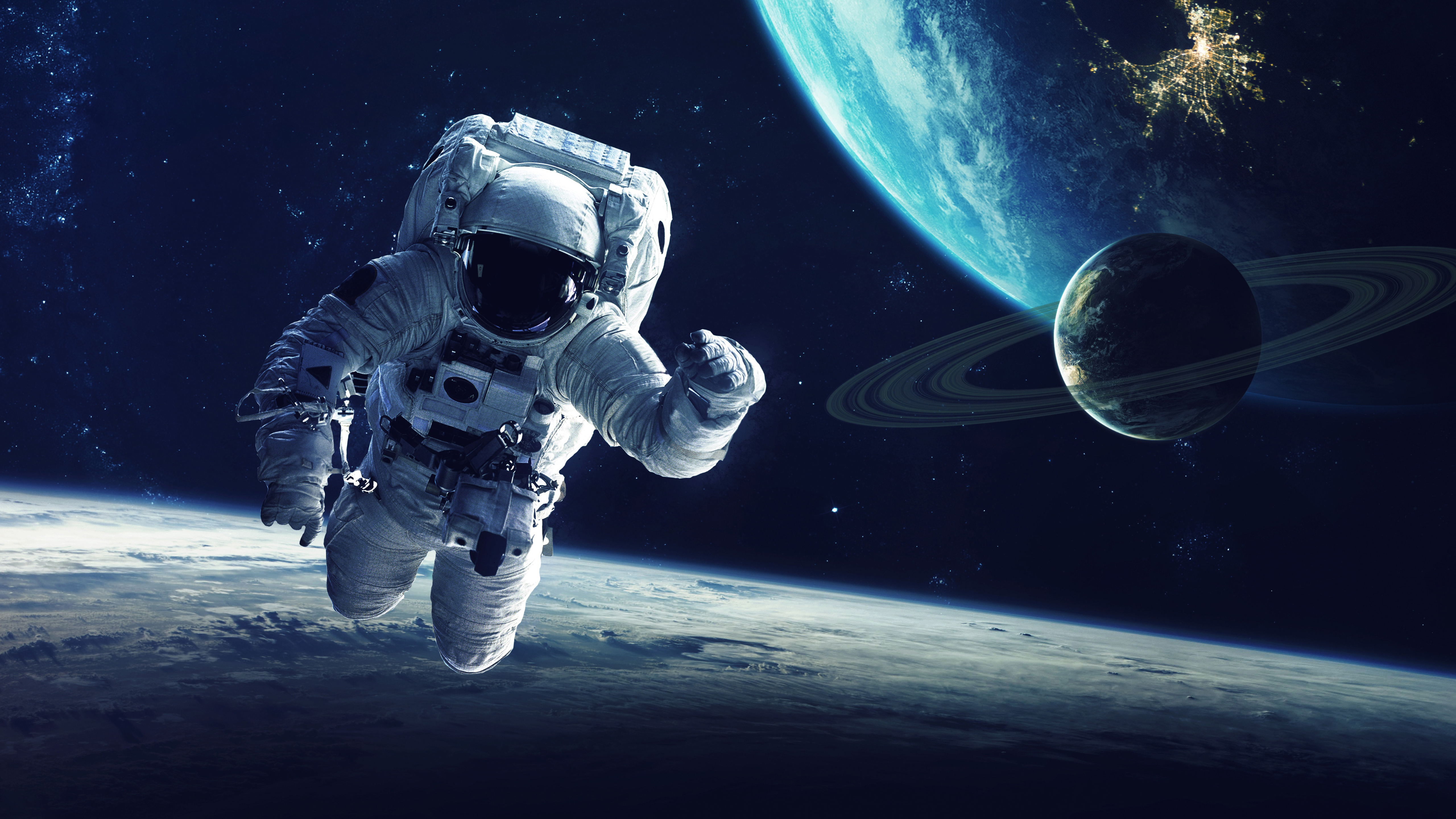 Astronaut Flying In The Space 5K Wallpapers