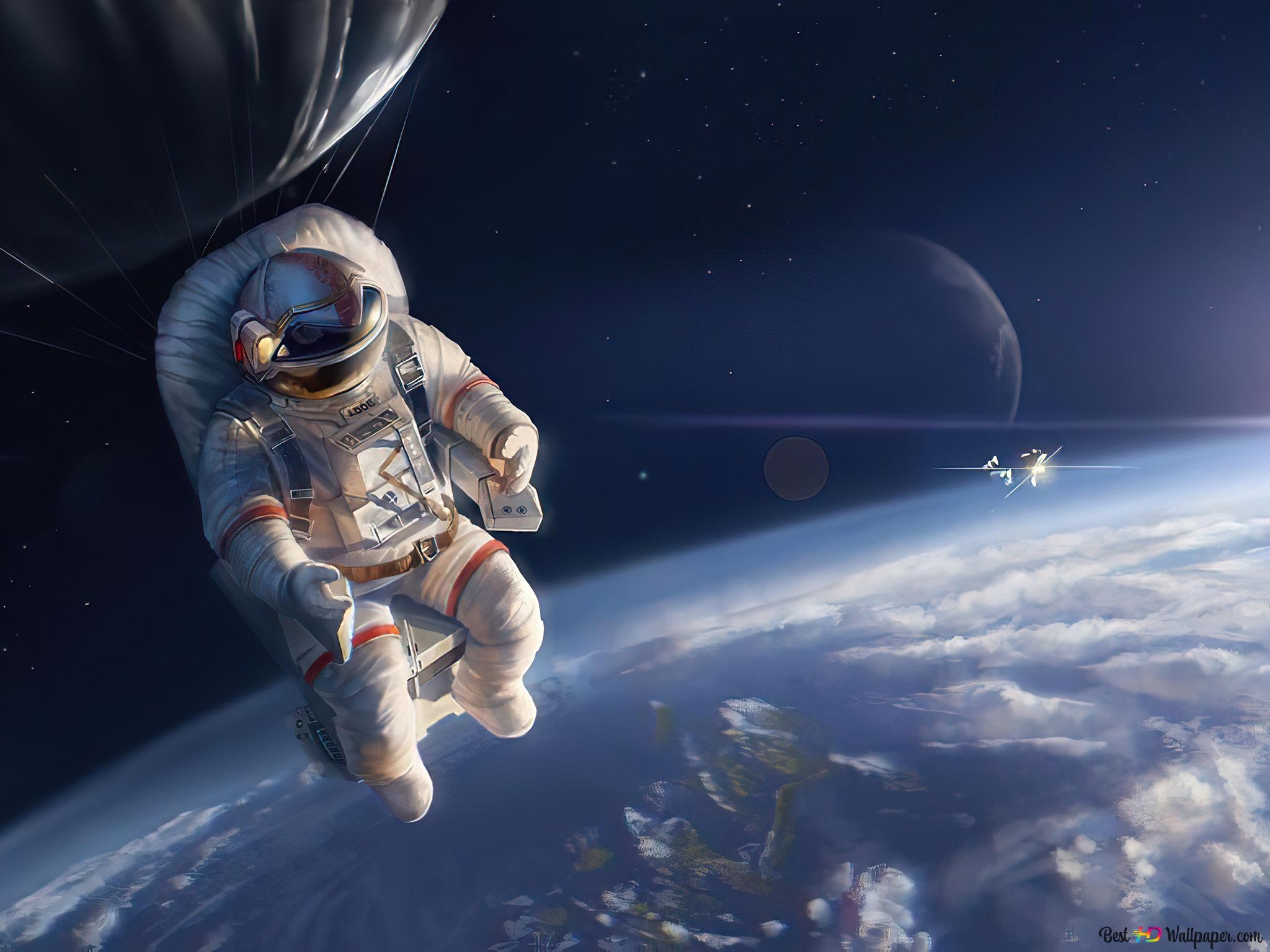 Astronaut Flying In The Space 5K Wallpapers