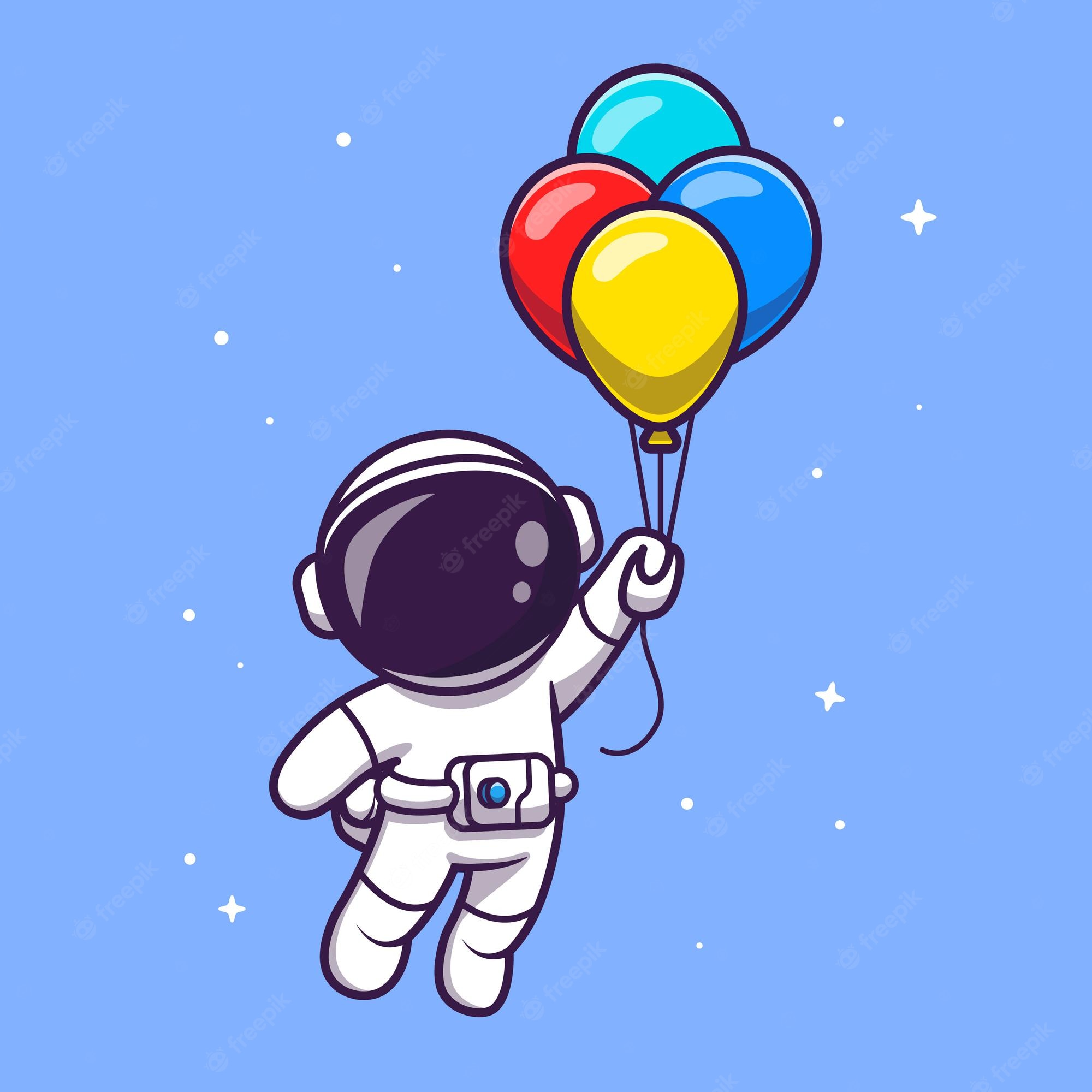 Astronaut Holding Of Colorful Balloons Wallpapers