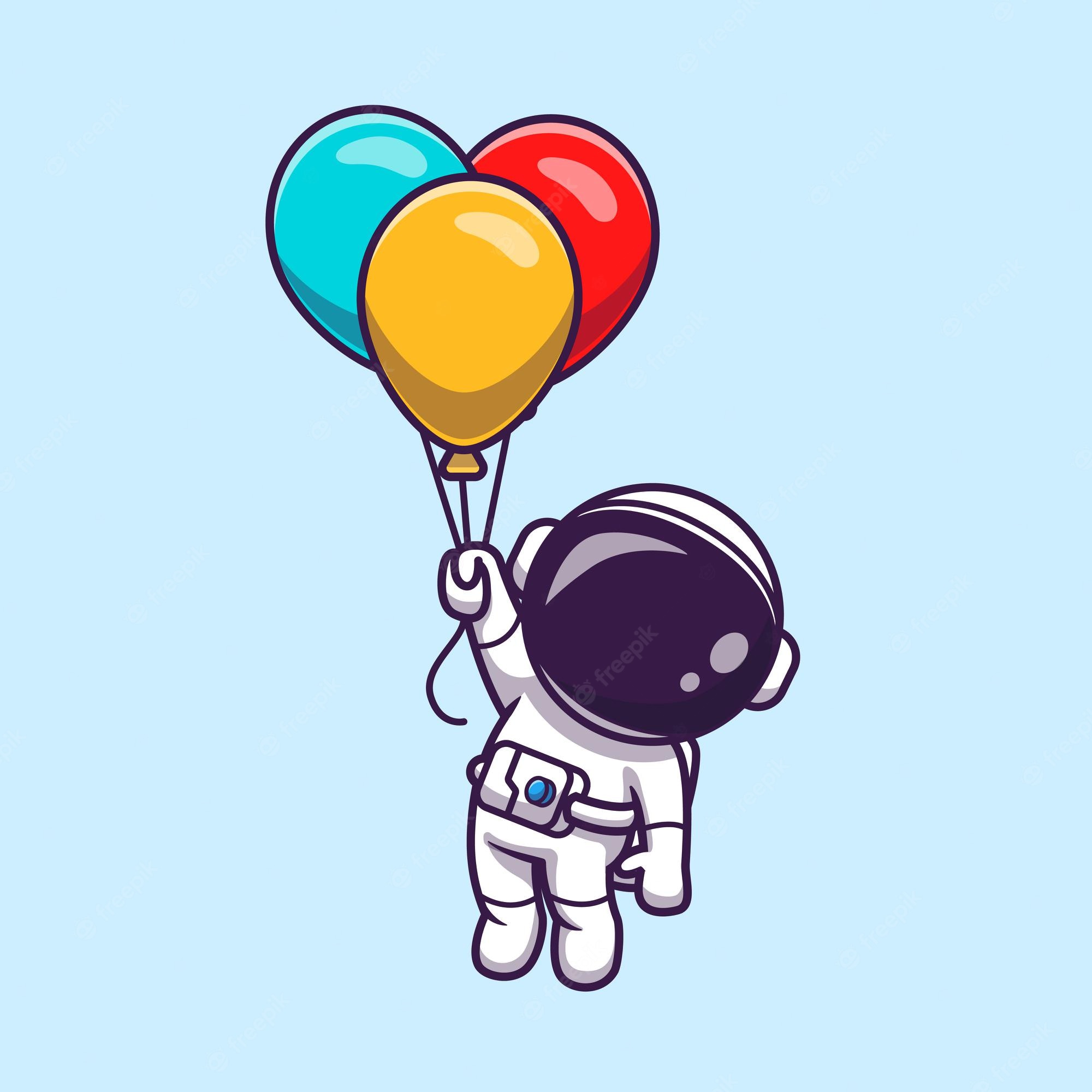 Astronaut Holding Of Colorful Balloons Wallpapers