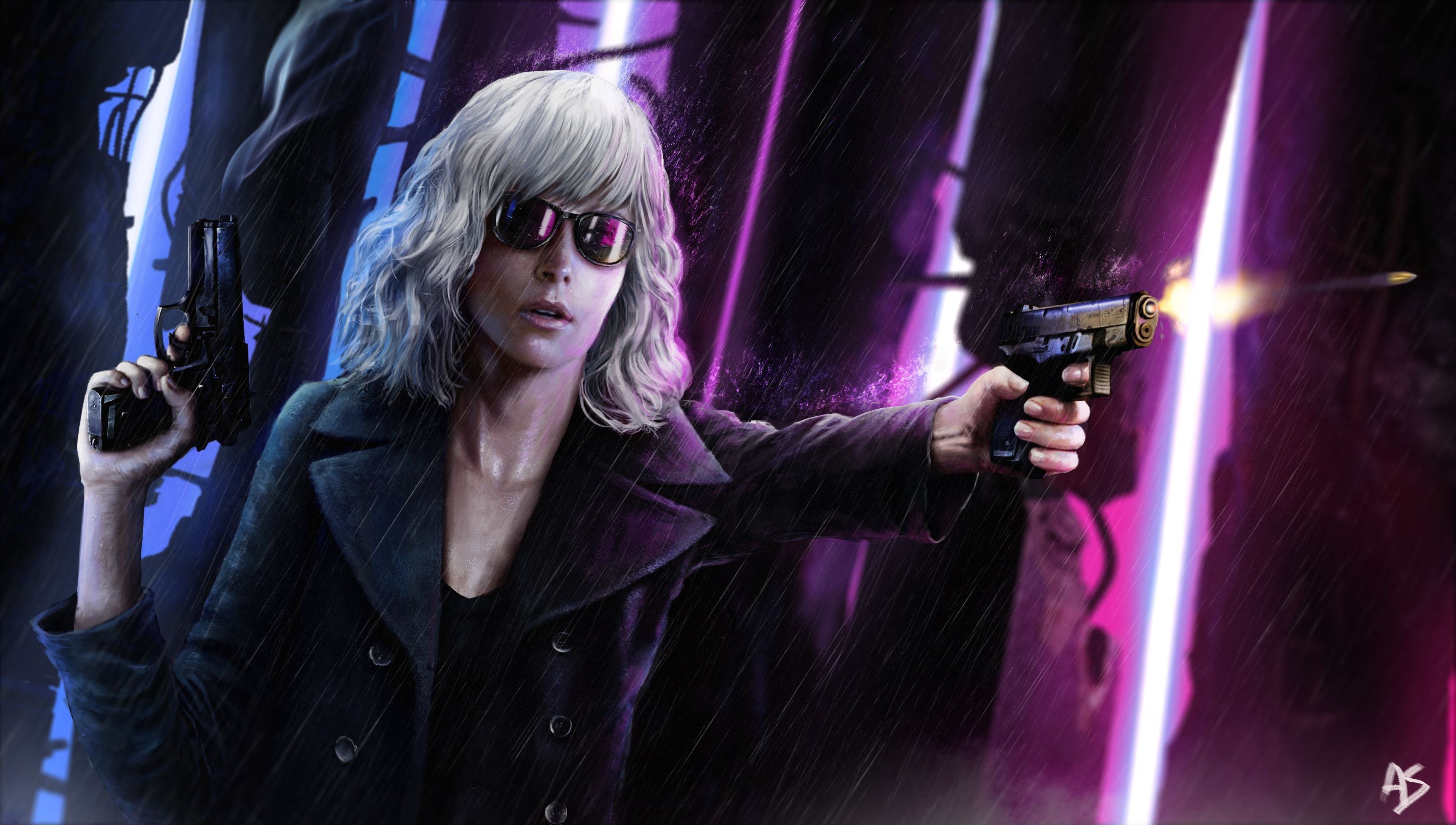 Atomic Blonde Warrior Woman Art Wallpapers