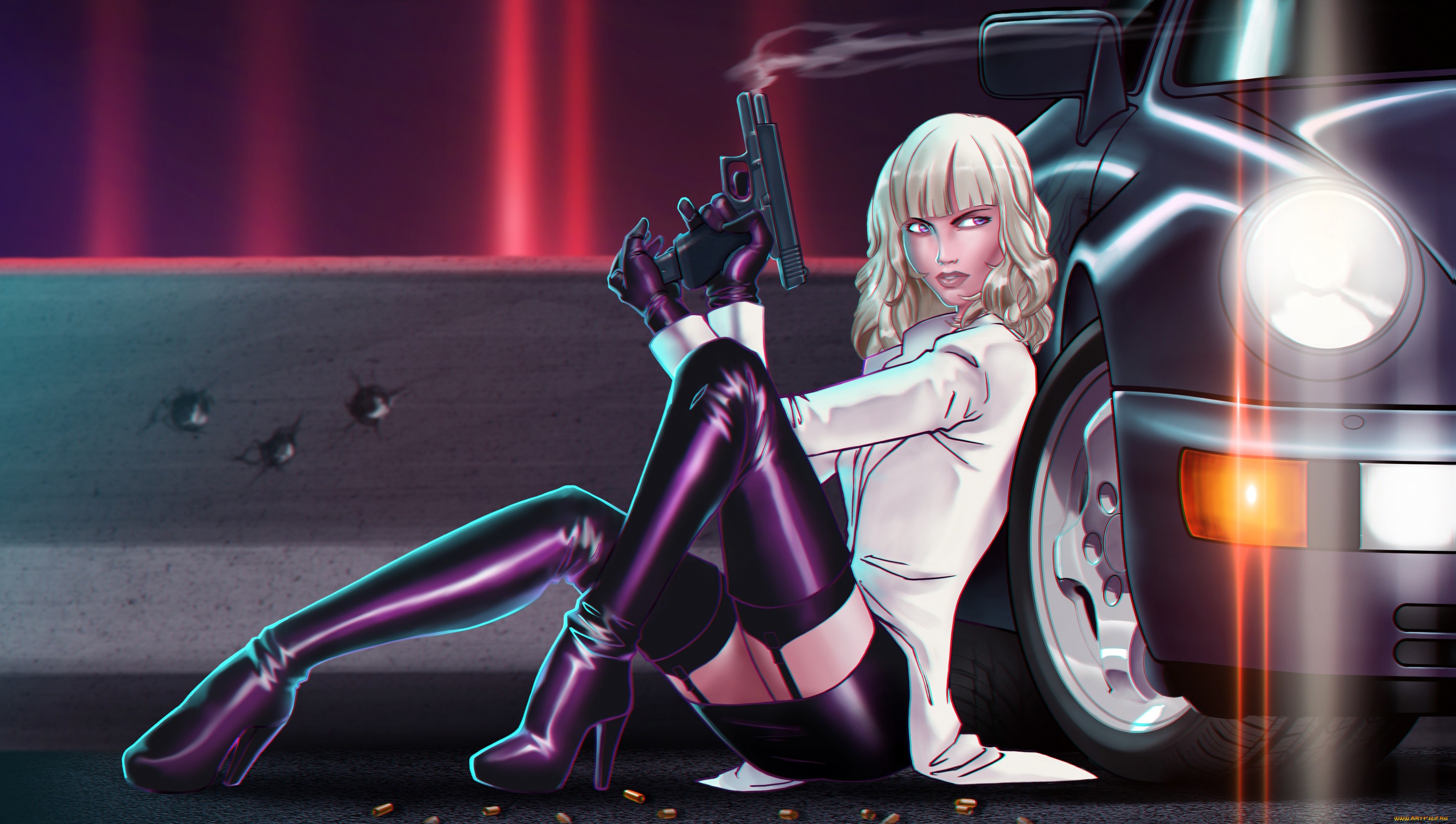 Atomic Blonde Warrior Woman Art Wallpapers