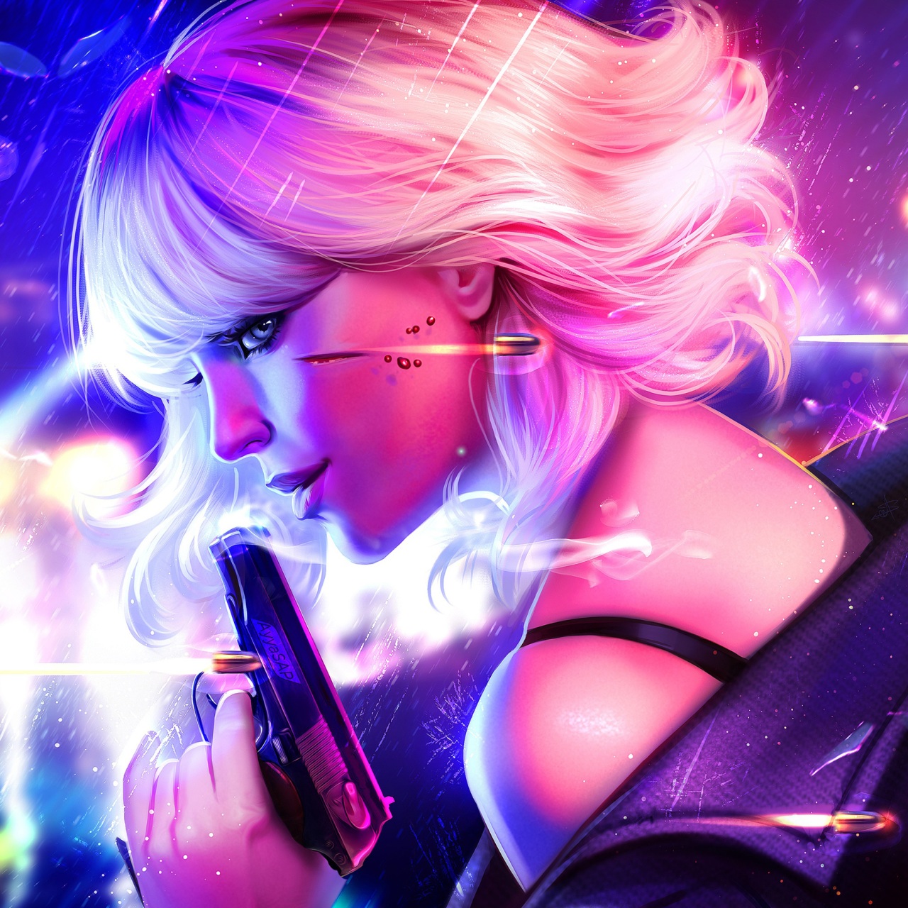 Atomic Blonde Warrior Woman Art Wallpapers