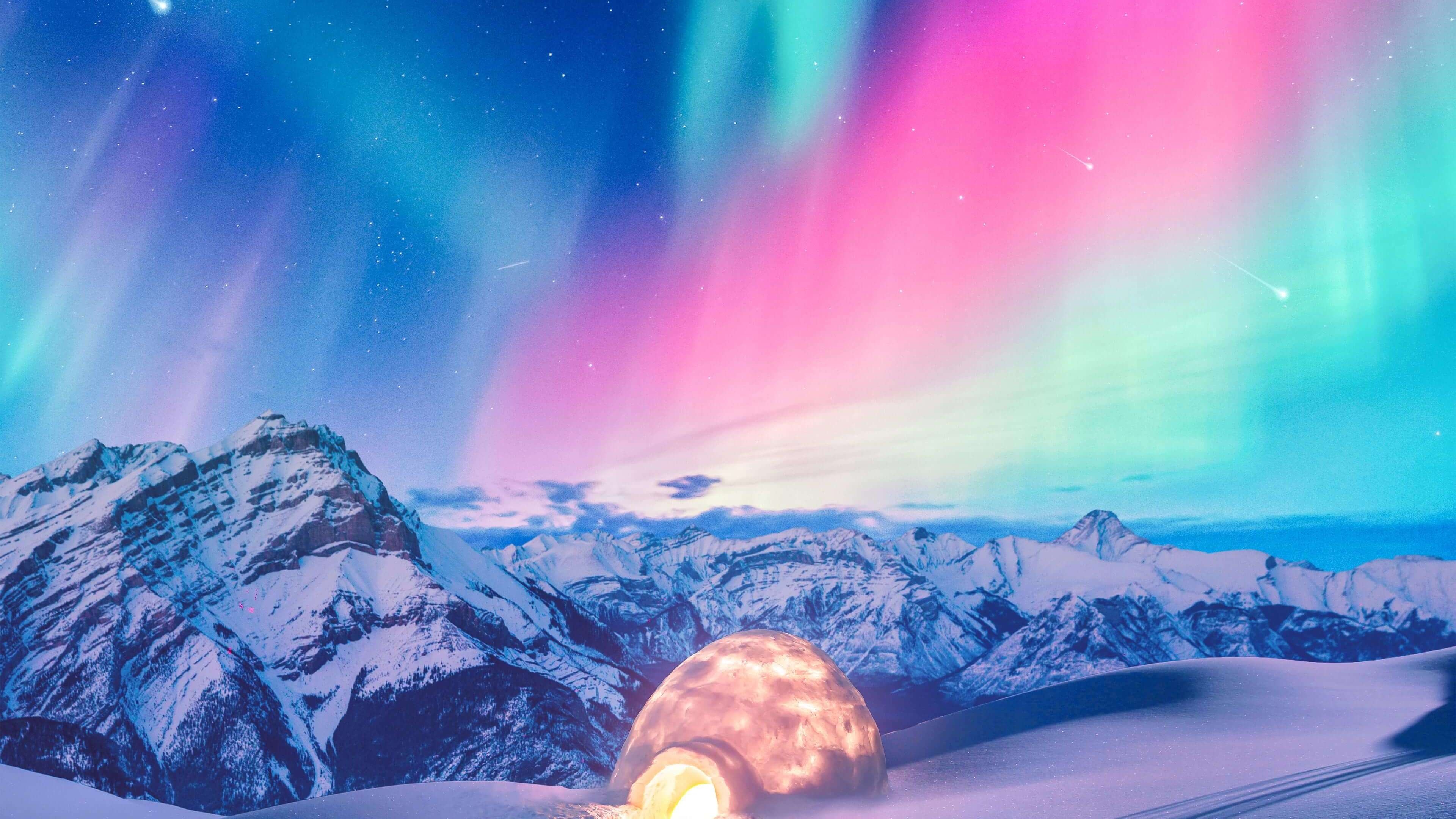 Aurora Blue N Pink 4K Wallpapers