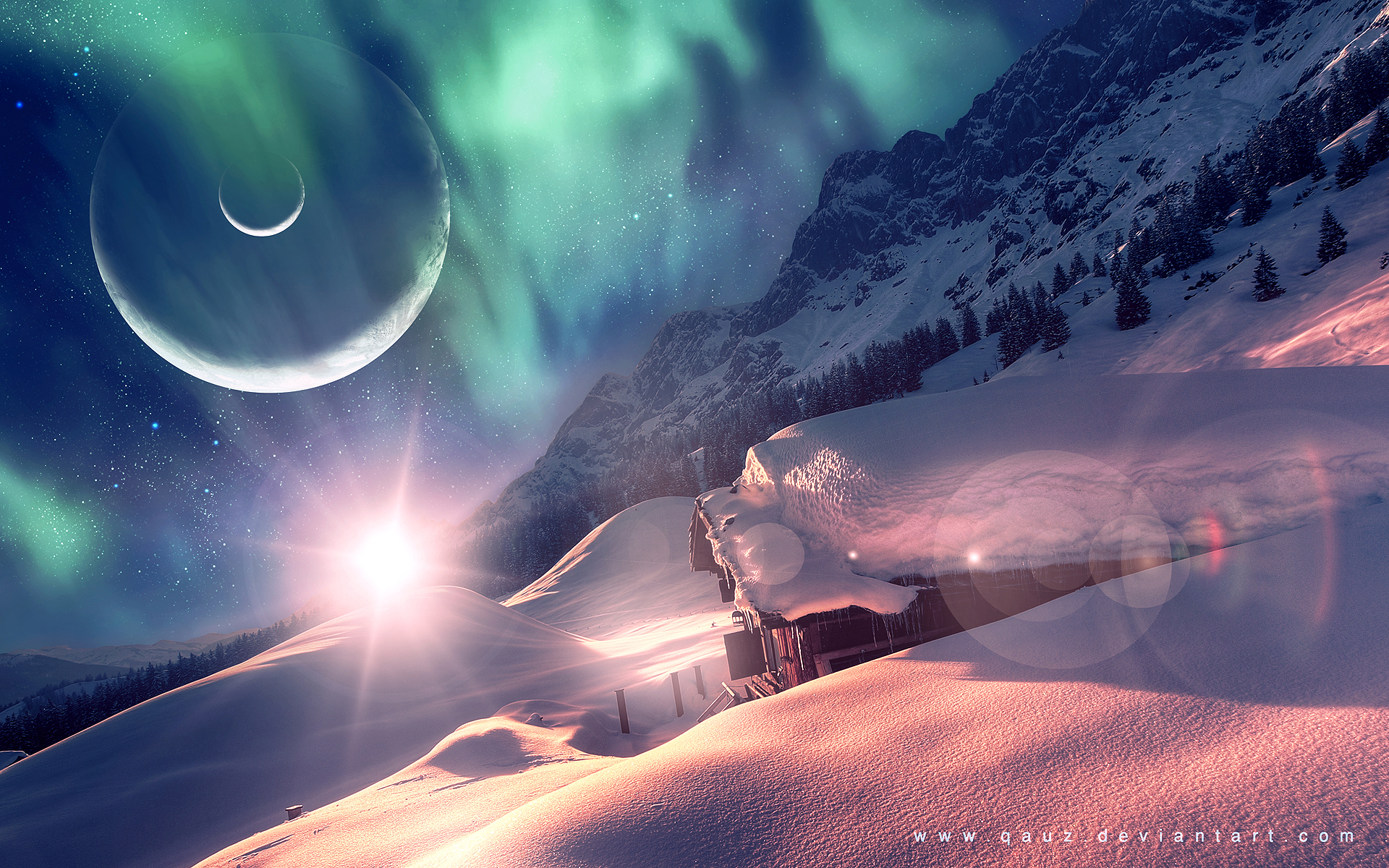 Aurora Borealis At Winter Wallpapers