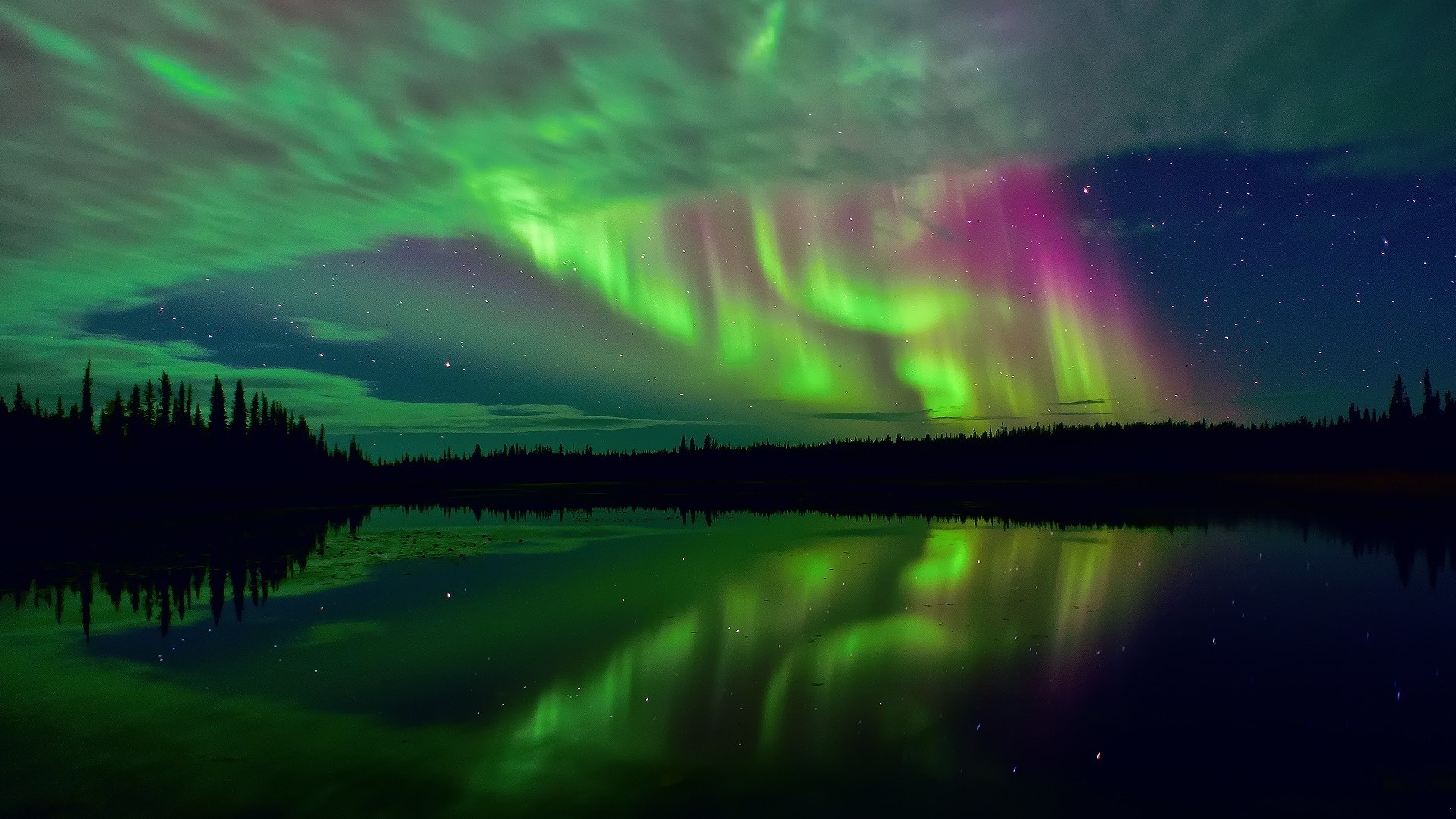 Aurora Borealis Hd Night Reflection Wallpapers