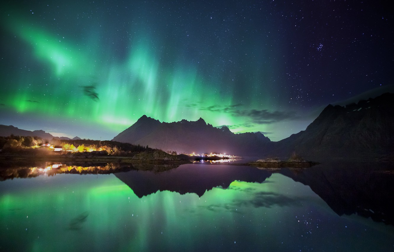 Aurora Borealis Hd Night Reflection Wallpapers